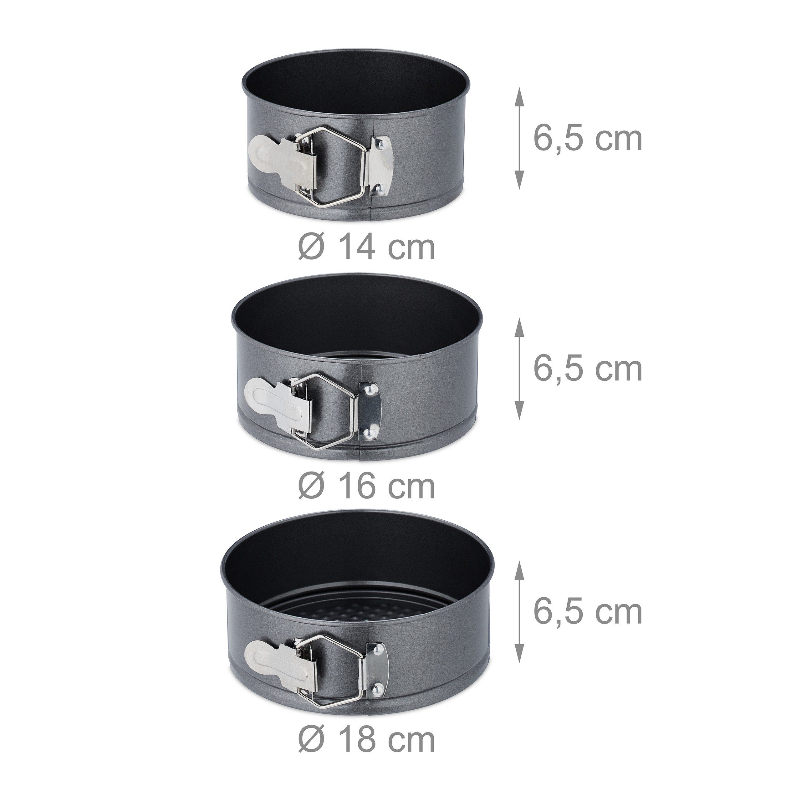 relaxdays Springform 3-teiliges Springform Set