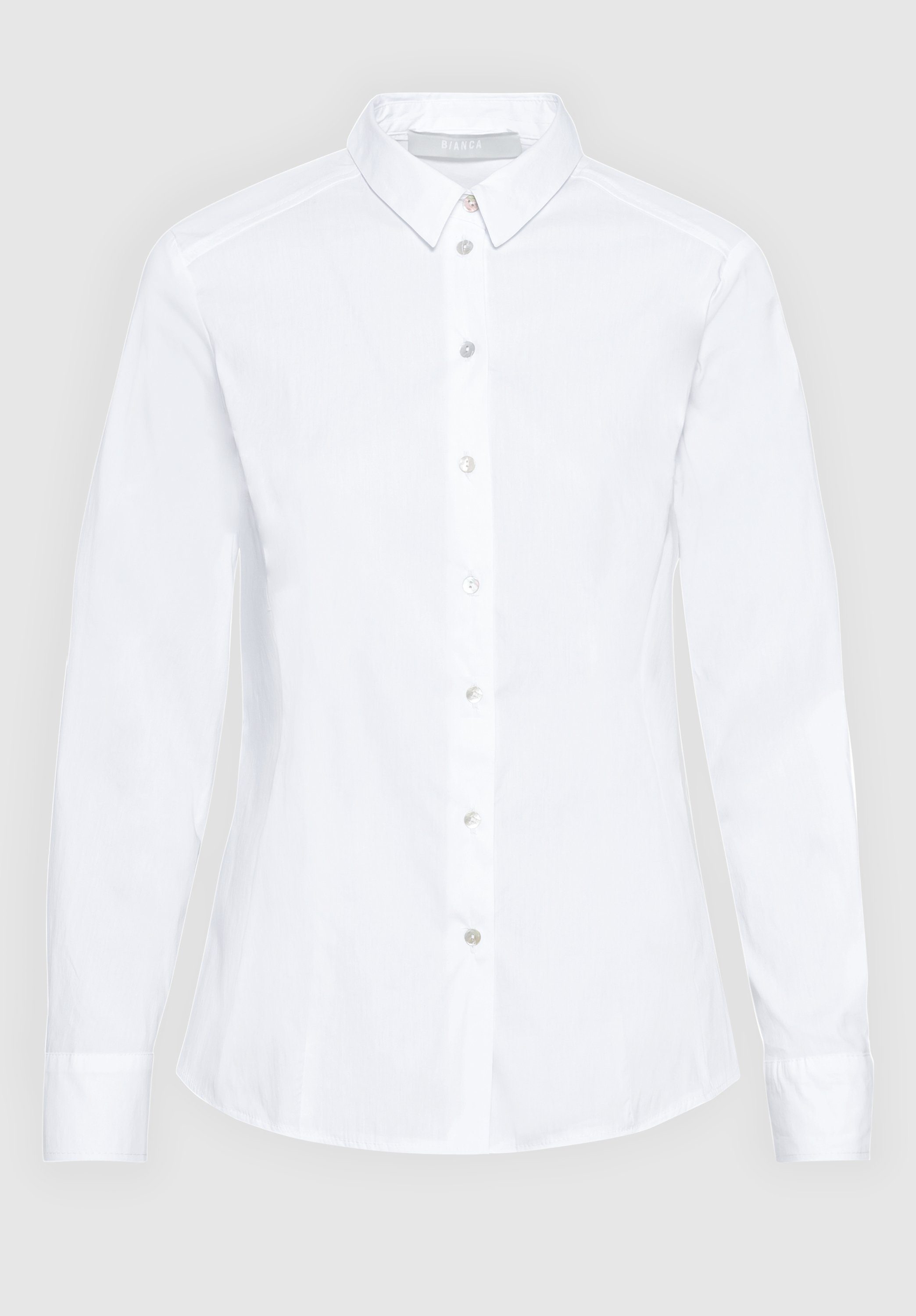 bianca Hemdbluse SERINA in elastischem Baumwollmix und uni Farben white | Blusen