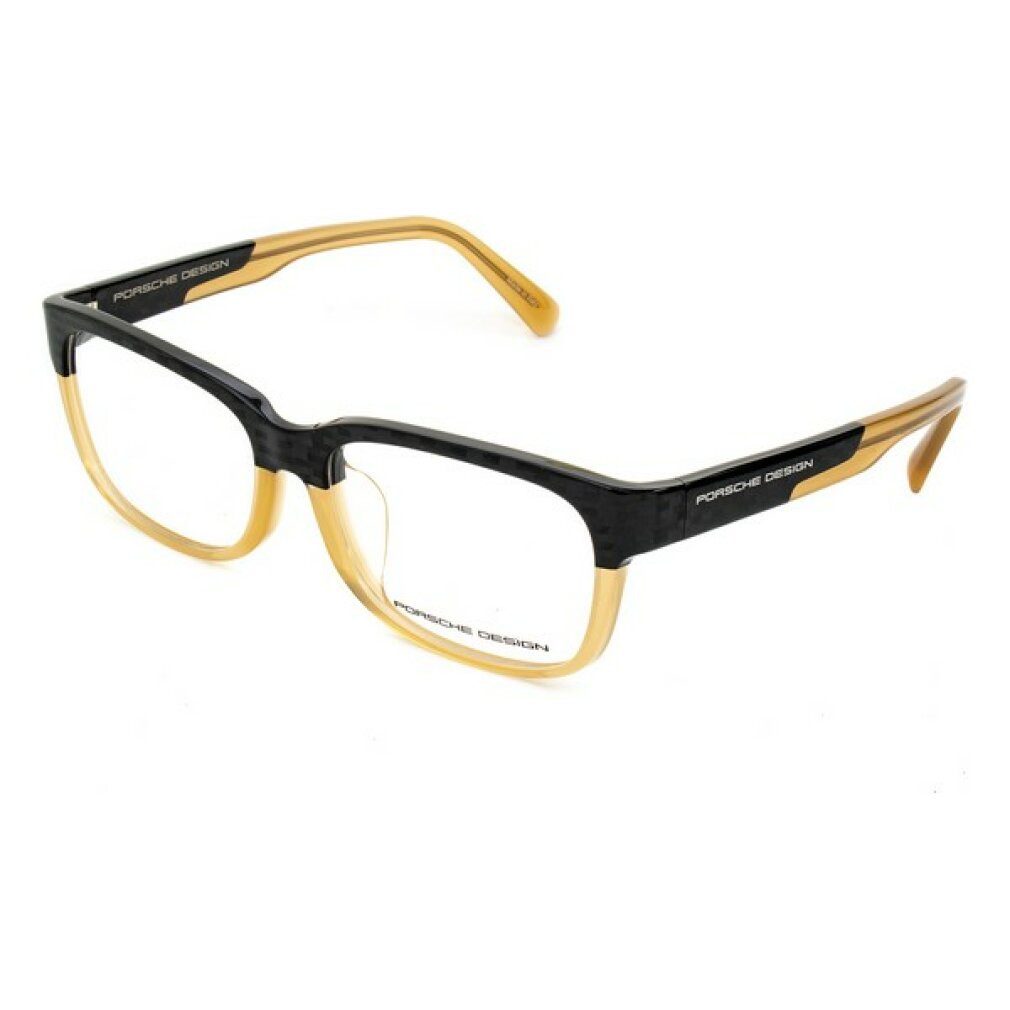 Porsche Brillengestell Design Eyeglasses P 8707 B Acetate Black Metalic Beige Transparent B