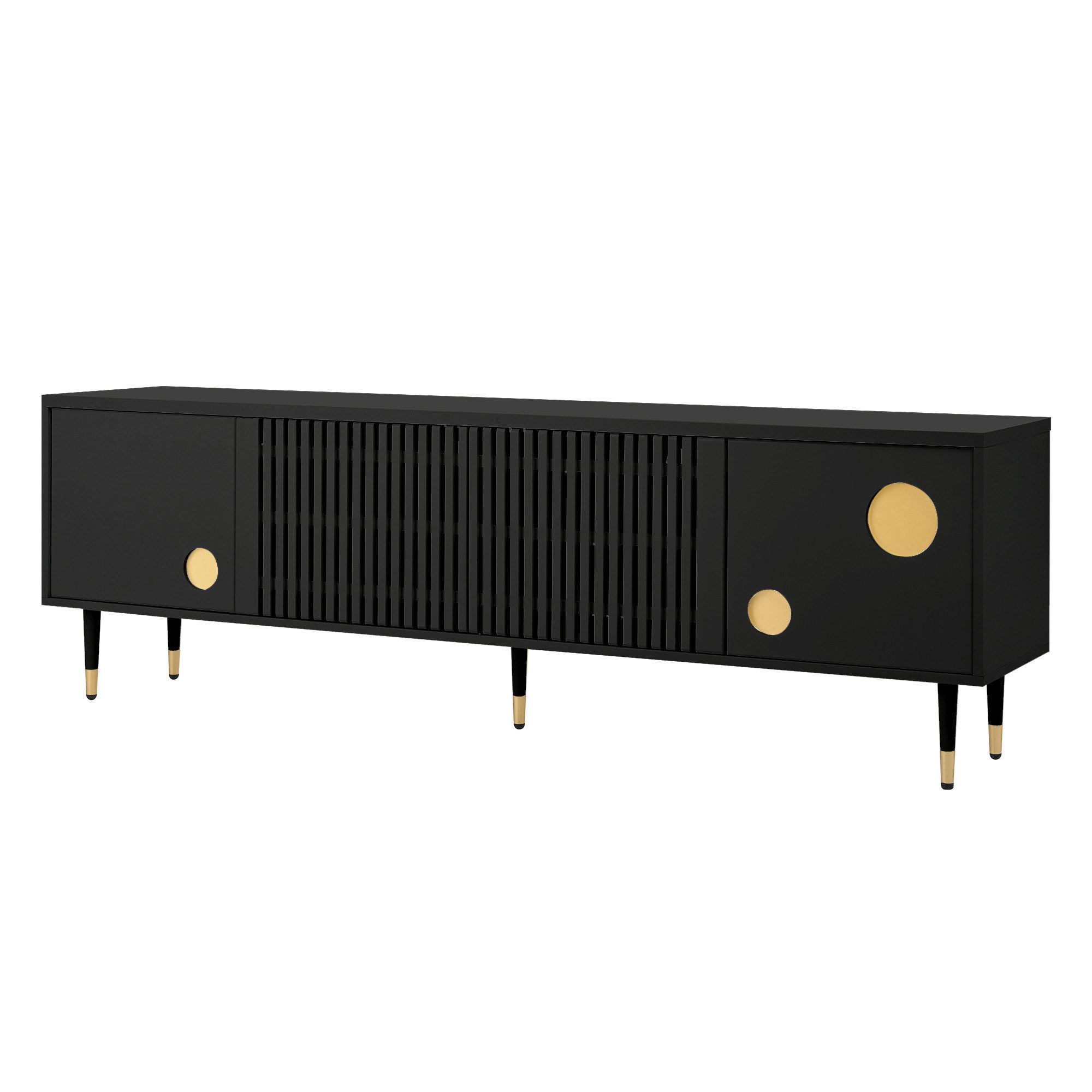 Yorbay TV-Schrank Vintage lowboard mit Gittertür, versteckten Griffen,4 Groß Klapptüren Klassik TV Schrank für Fernsehn bis 60 Zoll,170cm Breit