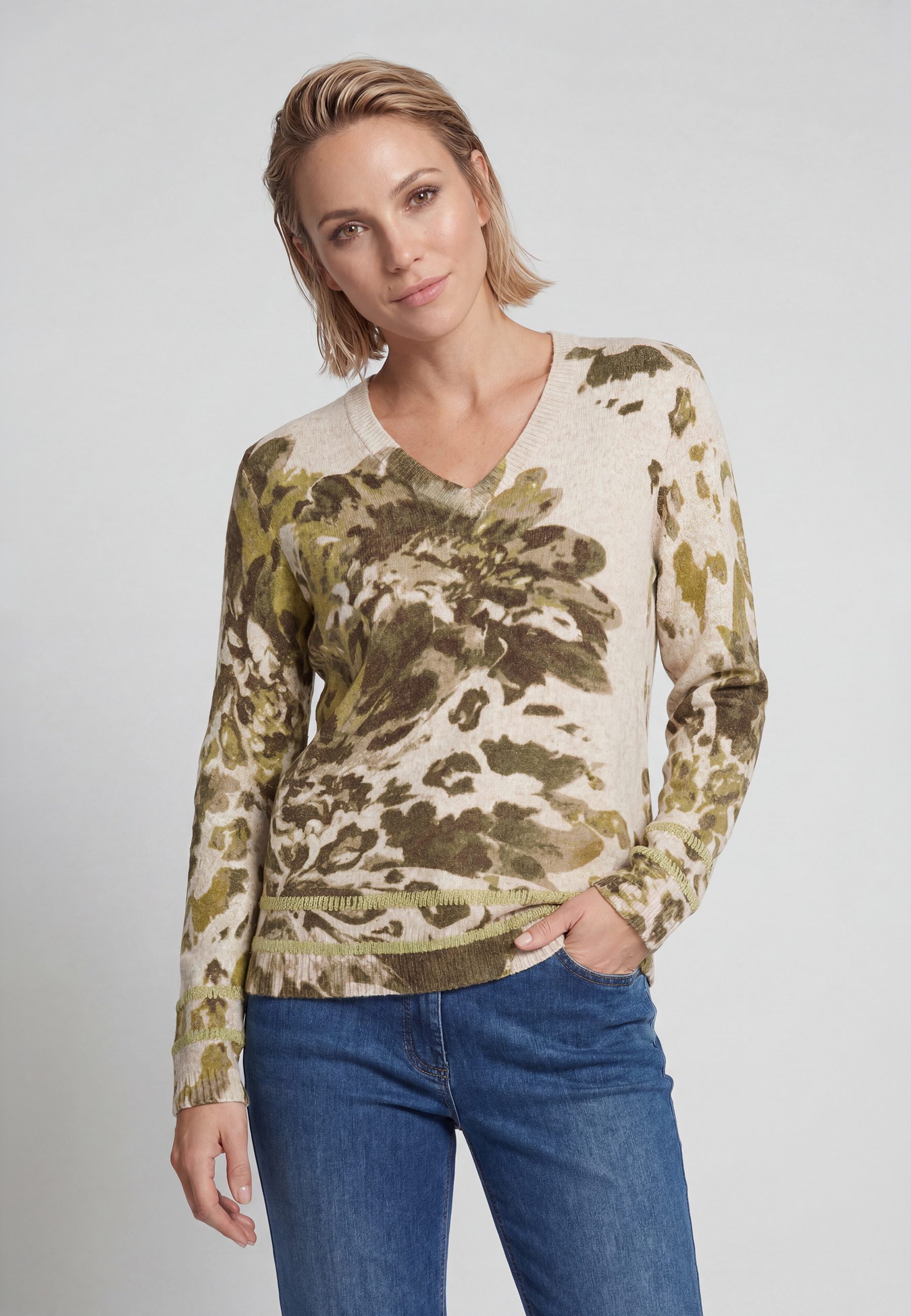 Olsen Strickpullover mit Panneaux-Print
