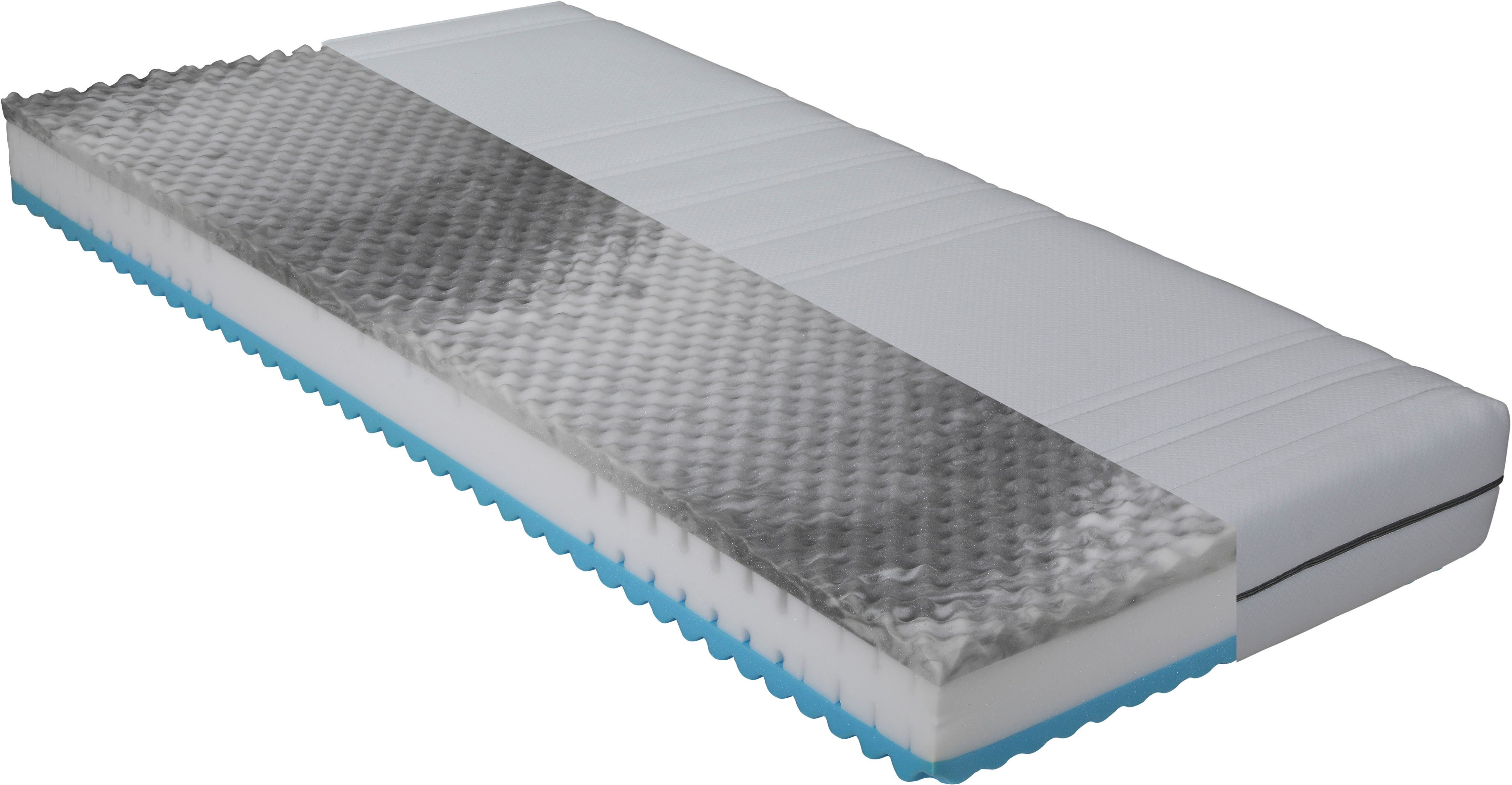 Komfortschaummatratze Physio Cel, Matratze 90x200, 140x200 cm und weitere Größen, Beco, 22 cm hoch, Flexible Wendematratze, 7 Zonen, H2+H3 oder H3+H4, atmungsaktiv