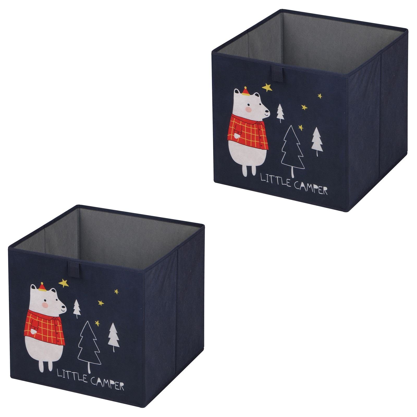 IDIMEX Aufbewahrungsbox BEAR-2 (Set), Faltbox Stoffbox 2er Pack Regalbox Aufbewahrung Ordnungsbox Kinder Mot