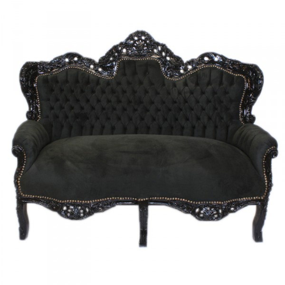 Casa Padrino 2-Sitzer Barock 2er Sofa Master Schwarz / Schwarz - Wohnzimmer Couch Möbel Lounge