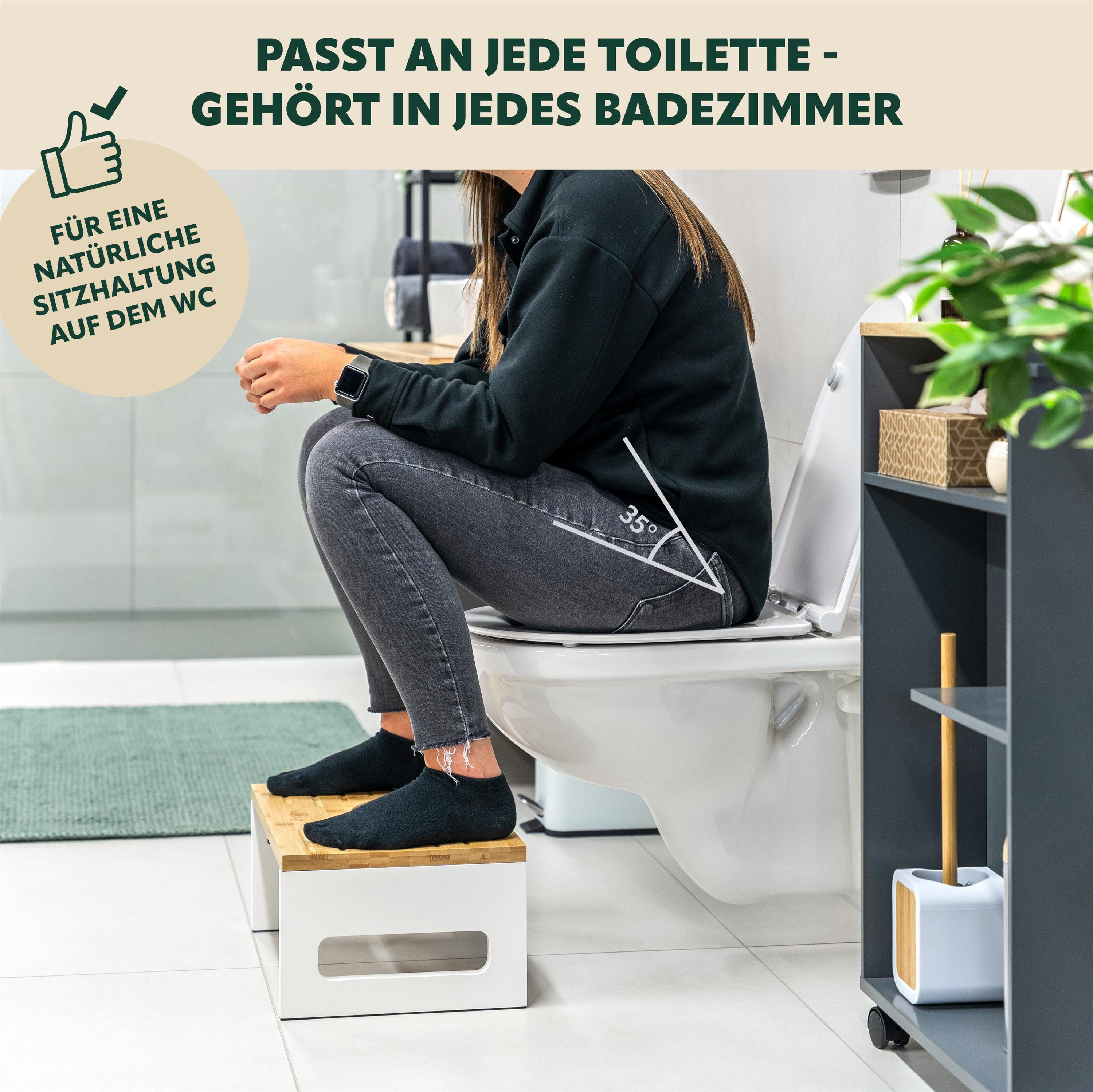 eluno Fußhocker Toilettenhocker, aus Bambus, platzsparend zusammenklappbar günstig online kaufen