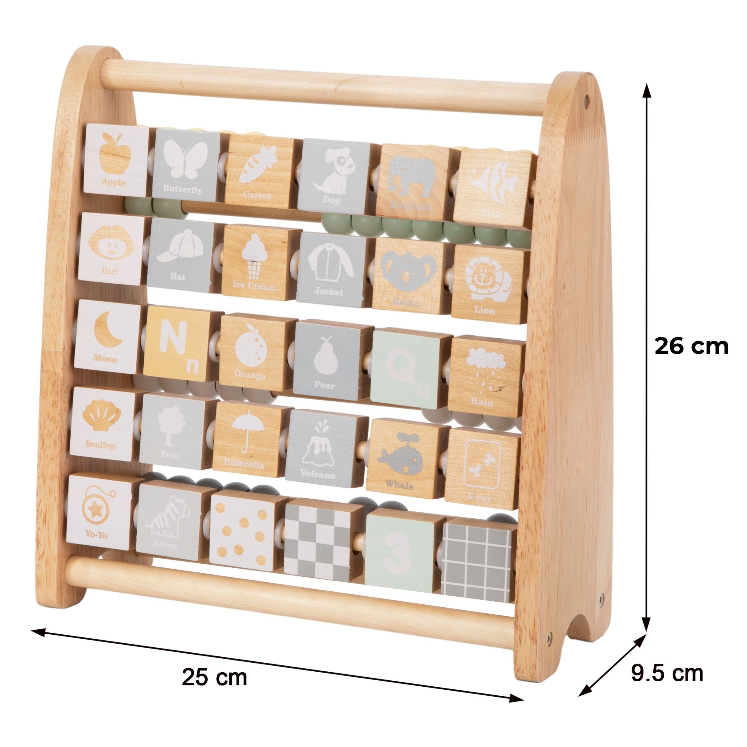 Mamabrum Puzzle-Sortierschale Alphabet - Abakus Holz aus lernen Buchstaben und und Zahlen