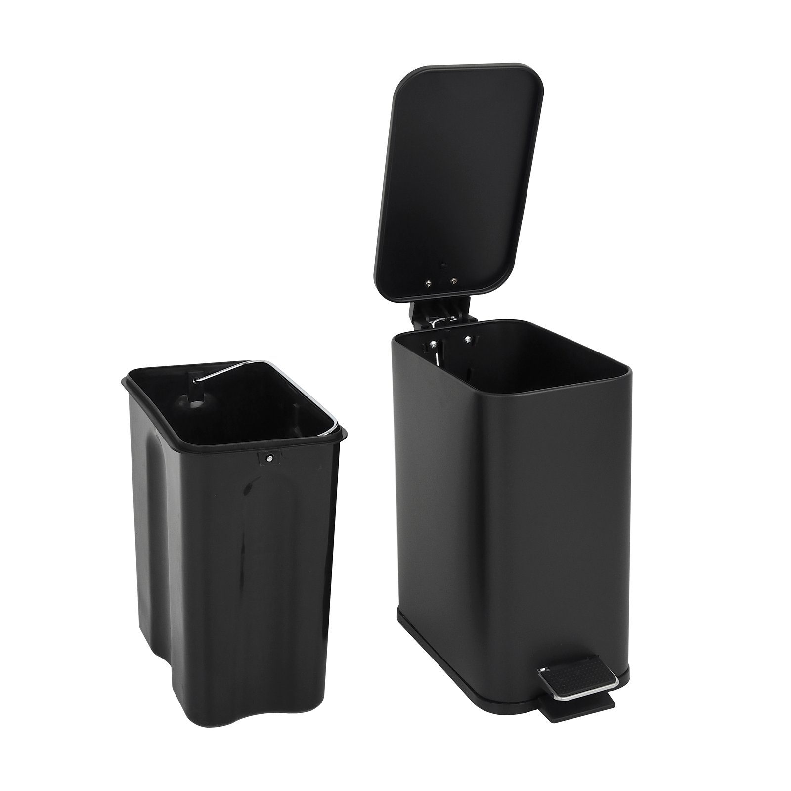 SVITA Mülleimer ST5, Treteimer, Softclose-Funktion, 5L, Stahl pulverbeschichtet, Schwarz