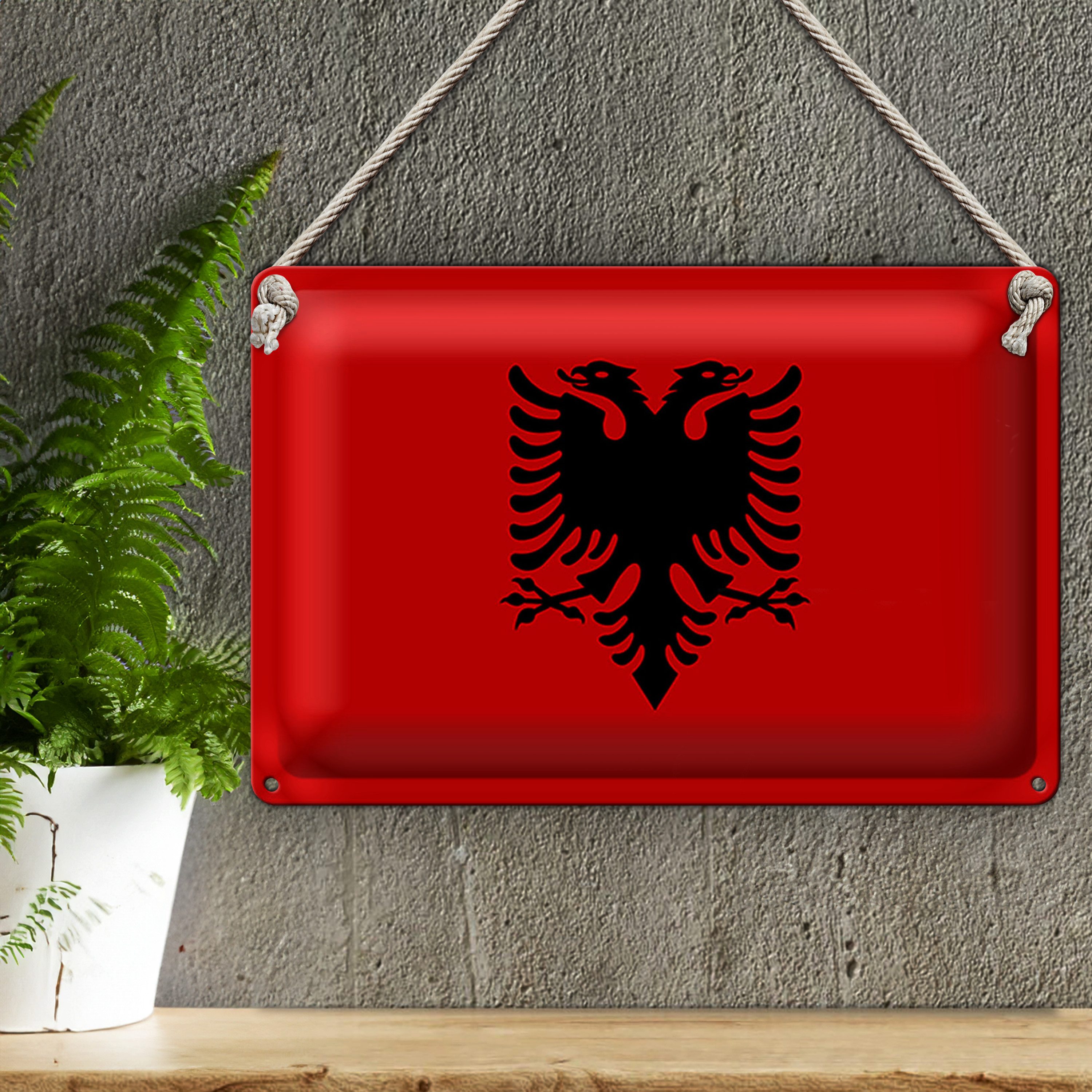 Roomando Metallschild Blechschild Flagge Albanien 30x20cm Flag of Albania