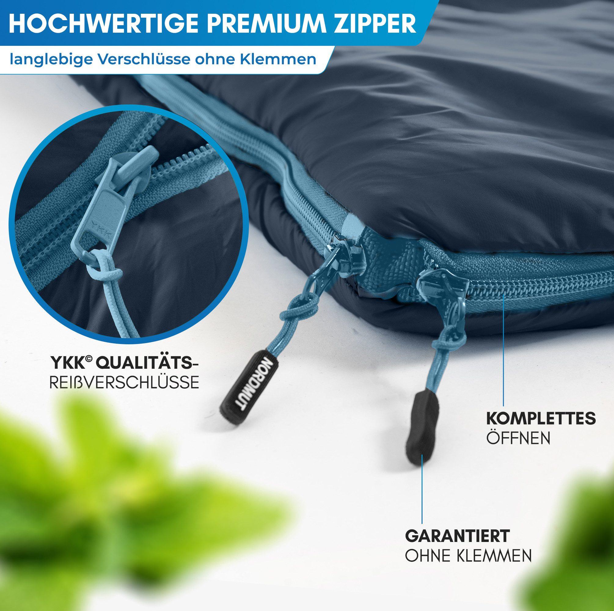 Nordmut Doppelschlafsack Deckenschlafsack XXL 2 Personen Camping Outdoor, warm, koppelbar (Spar-Set, 2 tlg., Nordmut Otra + Kompressionsbeutel), wasserabweisend – Bild 3 von 5