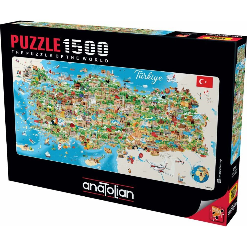 ANATOLIAN Puzzle ANATOLISCHES Panoramapuzzle Karte der Türkei 1500 Teile, Puzzleteile