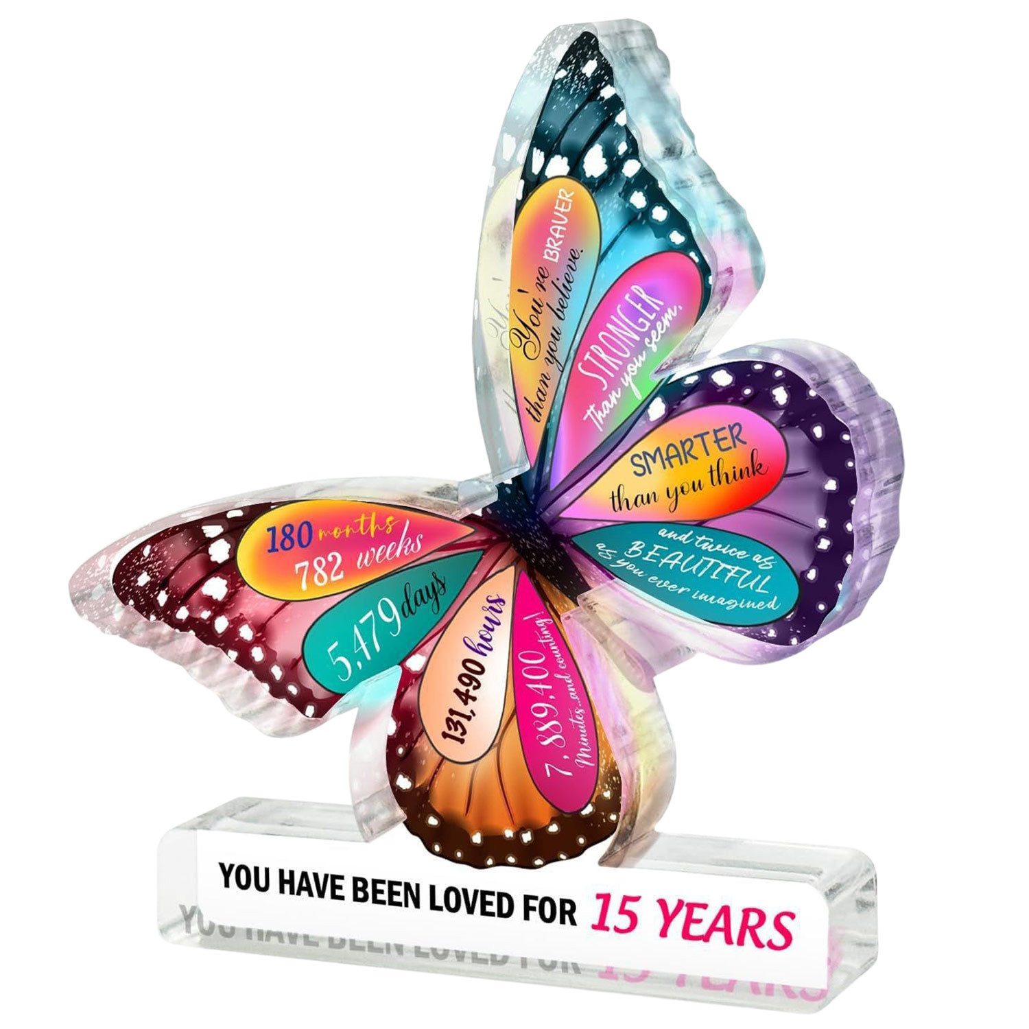 Refttenw Dekofigur Schmetterling-Desktop-Dekoration,Jubiläumsgeschenk-Ornamente,mit Text