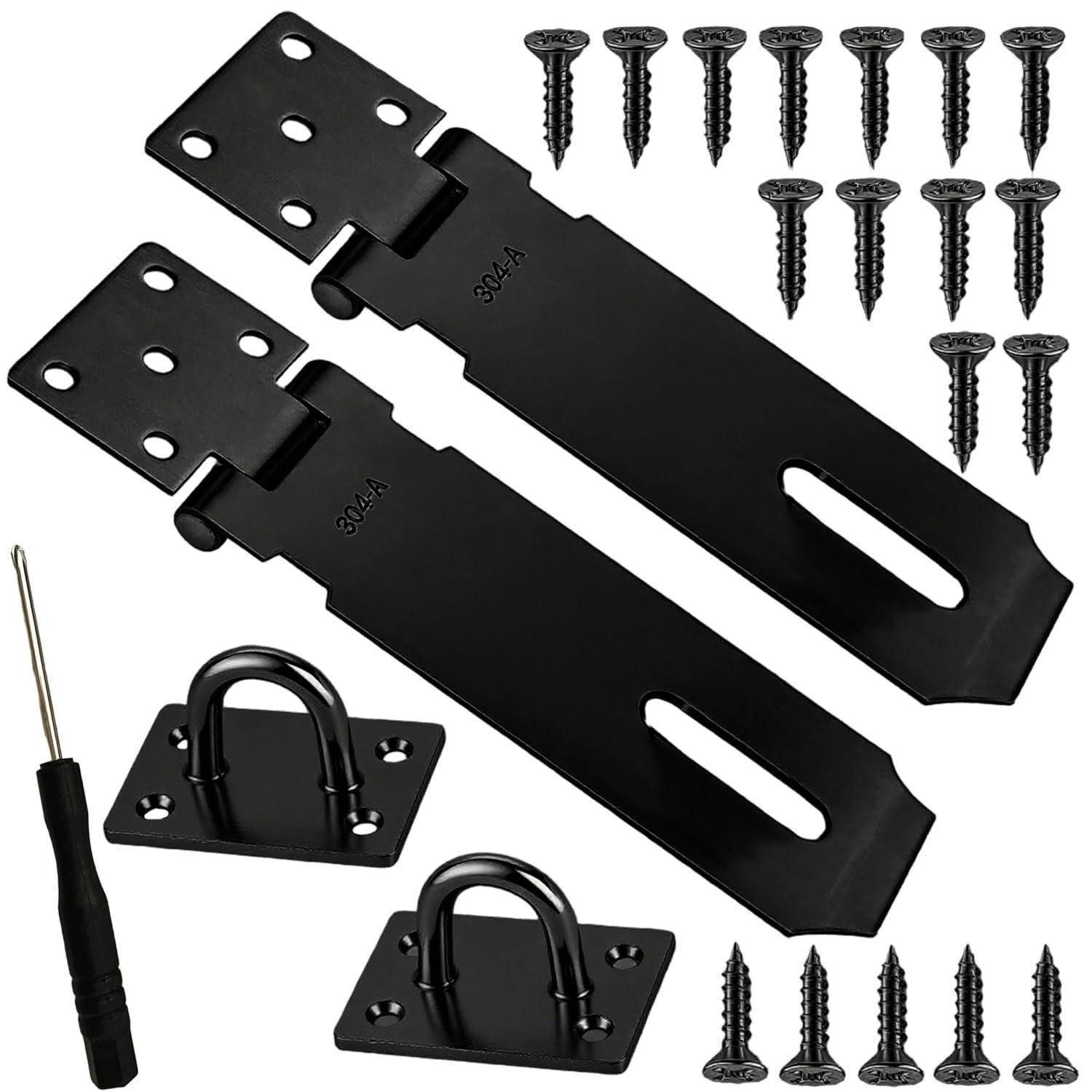 LuxusKollektion Vorhängeschloss Türriegel Edelstahl 5 Zoll Schwarz 2 Stück