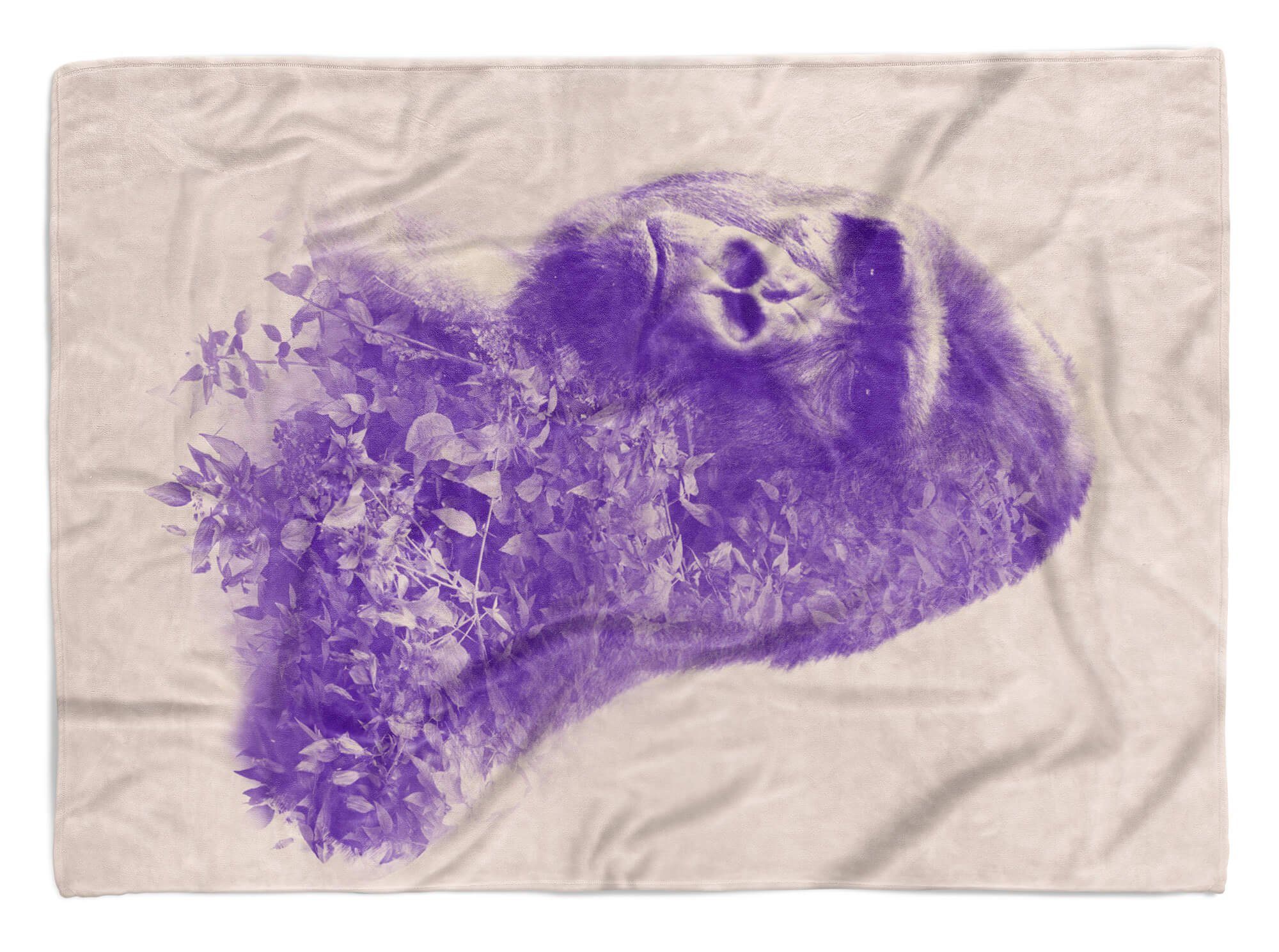 Sinus Art Handtücher Baumwolle-Polyester-Mix Kuscheldecke Handtuch (1-St), Gorilla Tiermotiv Saunatuch Strandhandtuch Natur mit Kuns, Handtuch