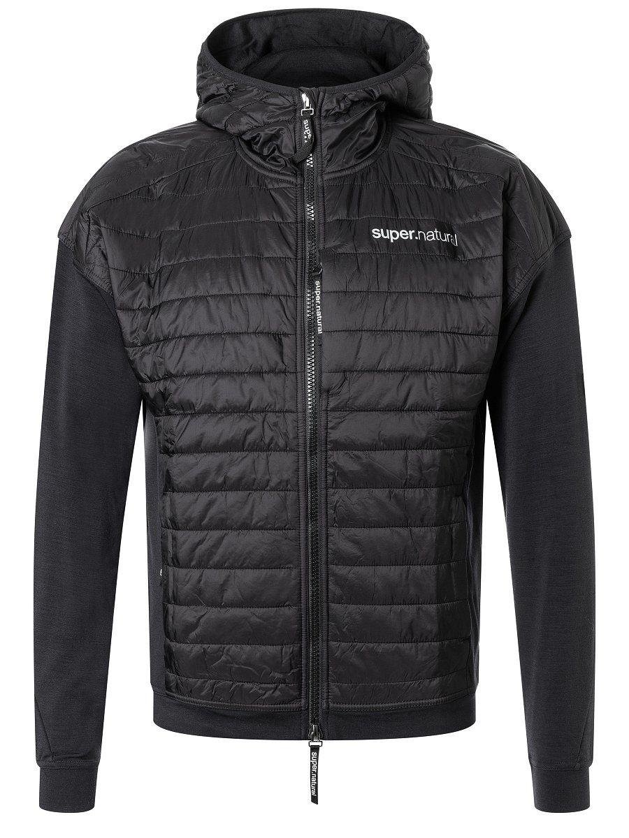 SUPER.NATURAL Outdoorjacke Merino Jacke mit funktioneller Softshell Bio Merino-Materialmix Jet Black Primaloft