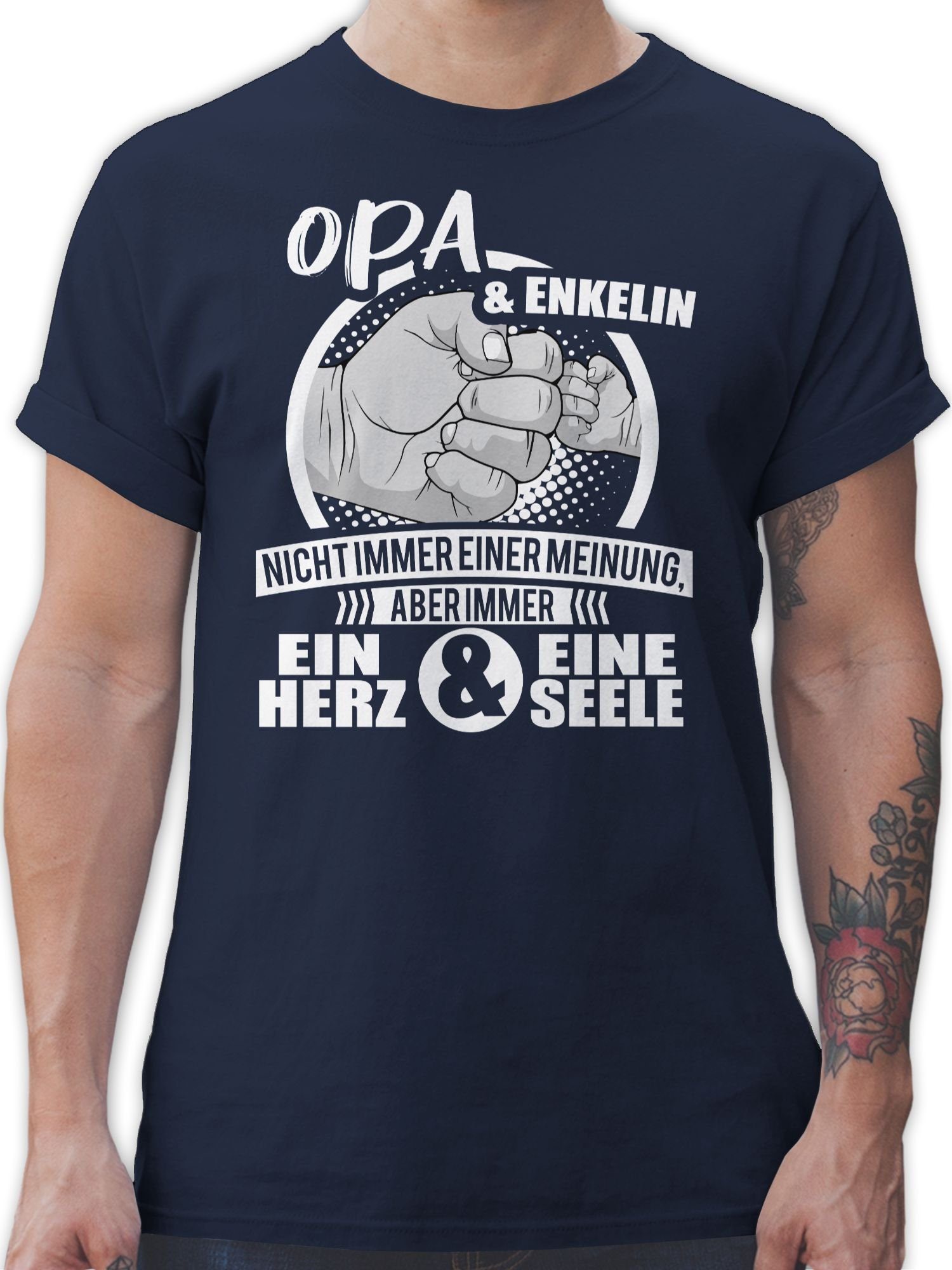 Blau Opa & Immer Geschenke Enkelin Seele & T-Shirt Navy Herz 2 Shirtracer eine ein Opa