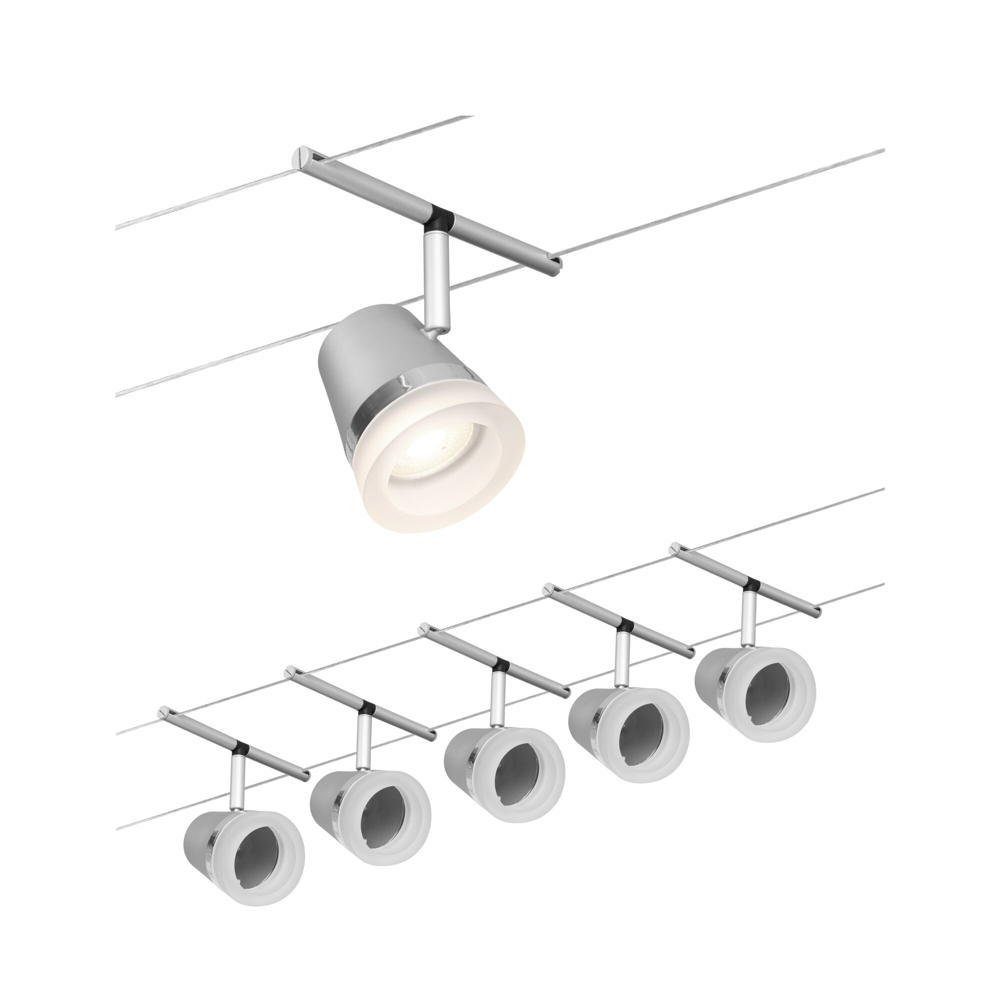 Paulmann Deckenleuchte Seilsystem Basisset Cone in Chrom-matt und Chrom GU5,3  5-flammig, keine Angabe, Leuchtmittel enthalten: Nein, warmweiss,  Seilsystem, Fassung: GU5,3