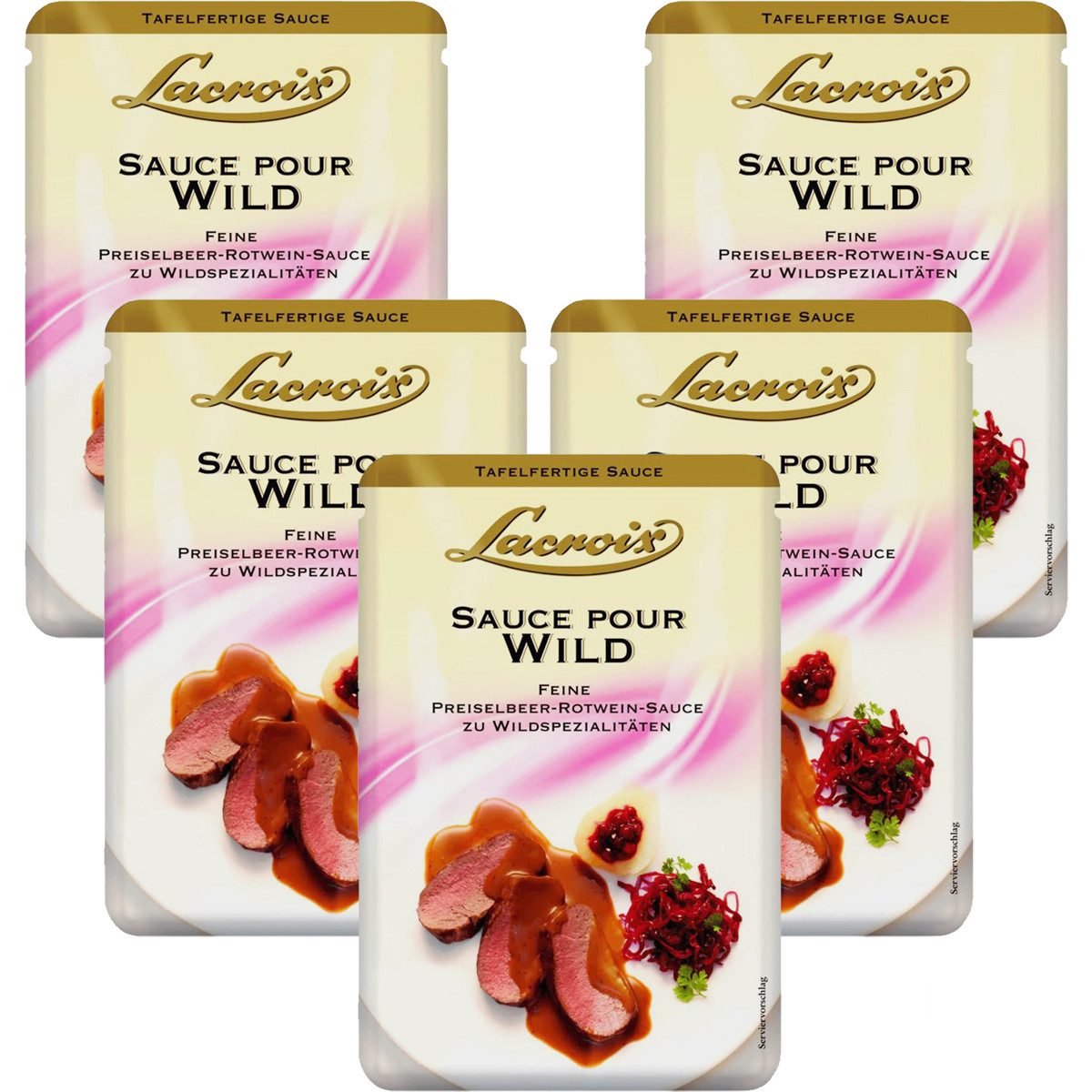 Lacroix Saucen, Lacroix Sauce pour Wild klassische Sauce zu Wildfleisch 150ml 5er Pack