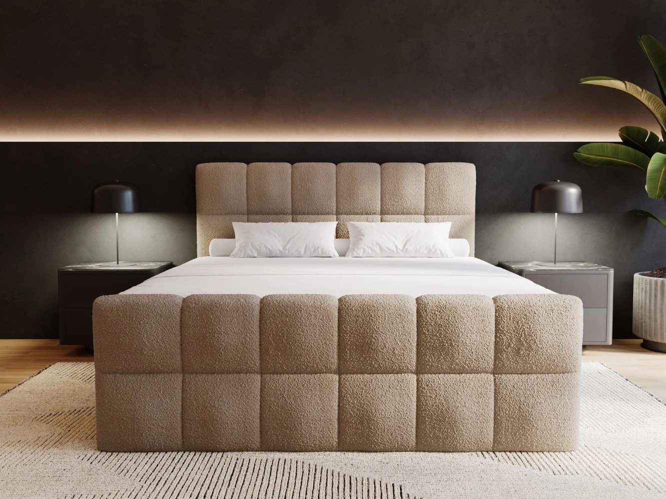 GrainGold Boxspringbett mit Bettkästen ALICANTE, Modern Bett mit Kopfteil, günstig online kaufen