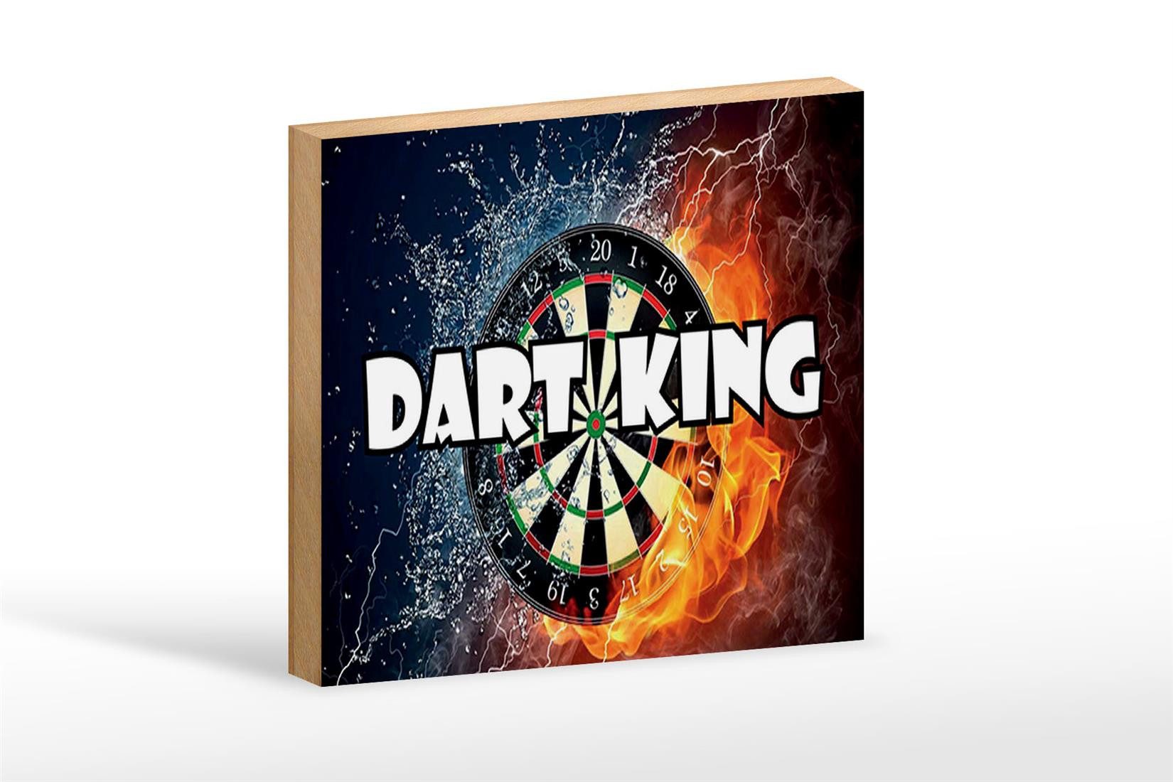 Holzbild Spruch 18x12 cm Darts Dart King Wanddeko