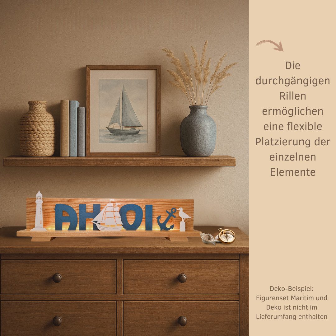 Weigla LED Dekolicht Dekosockel aus lackiertem Eschenholz, BxHxT: 60x14,4x7 cm, LED fest integriert, Deko aus dem Erzgebirge für Weihnachten und das ganze Jahr