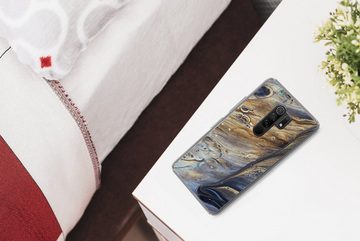 MuchoWow Handyhülle Marmor - Gold - Aquarell - Textur - Marmoroptik, Phone Case, Handyhülle Xiaomi Redmi 9, Silikon, Schutzhülle