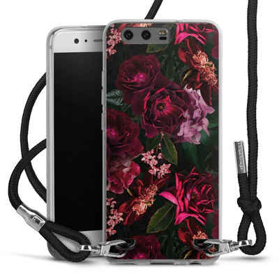 DeinDesign Handyhülle »Rose Blumen Blume Dark Red and Pink Flowers«, Huawei P10 Handykette Hülle mit Band Case zum Umhängen Cover mit Kette