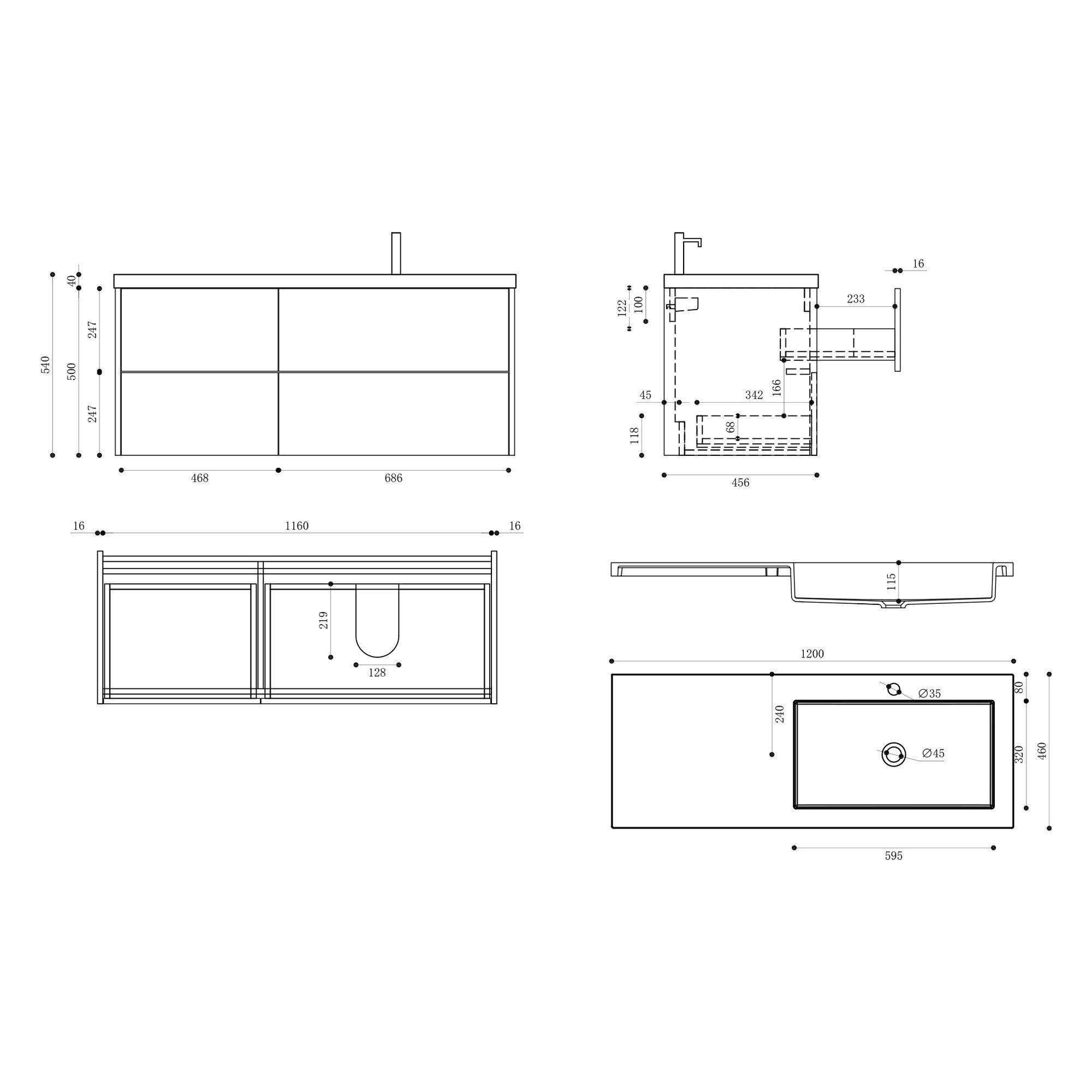 doporro Badmöbel-Set Waschtisch mit Unterschrank aus Holz mit Soft-Close MDF Moment