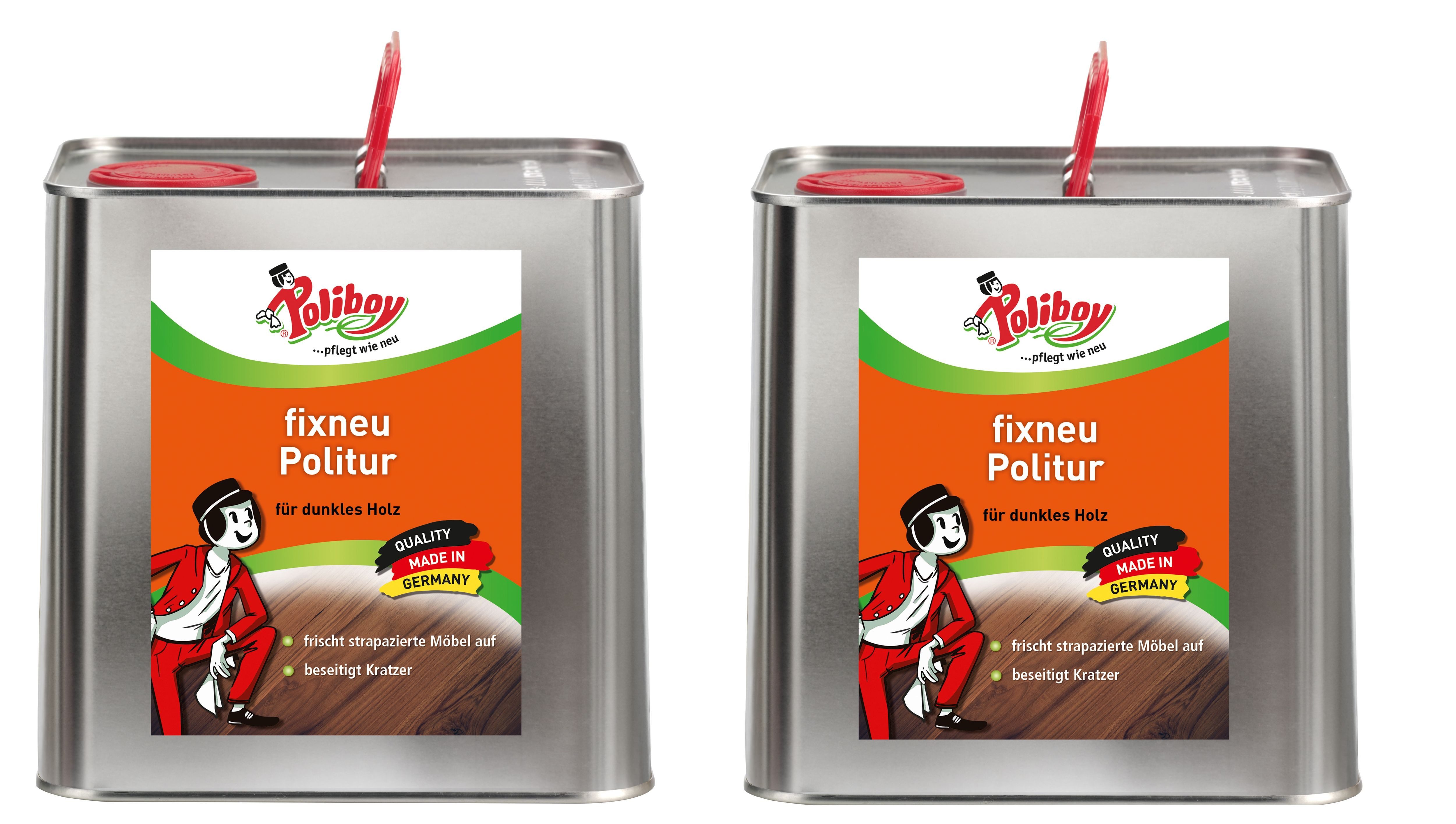 poliboy Fixneu Möbelpolitur dunkel - 2x2,5 Liter Möbelreiniger (für dunkle Oberflächen - Made in Germany)