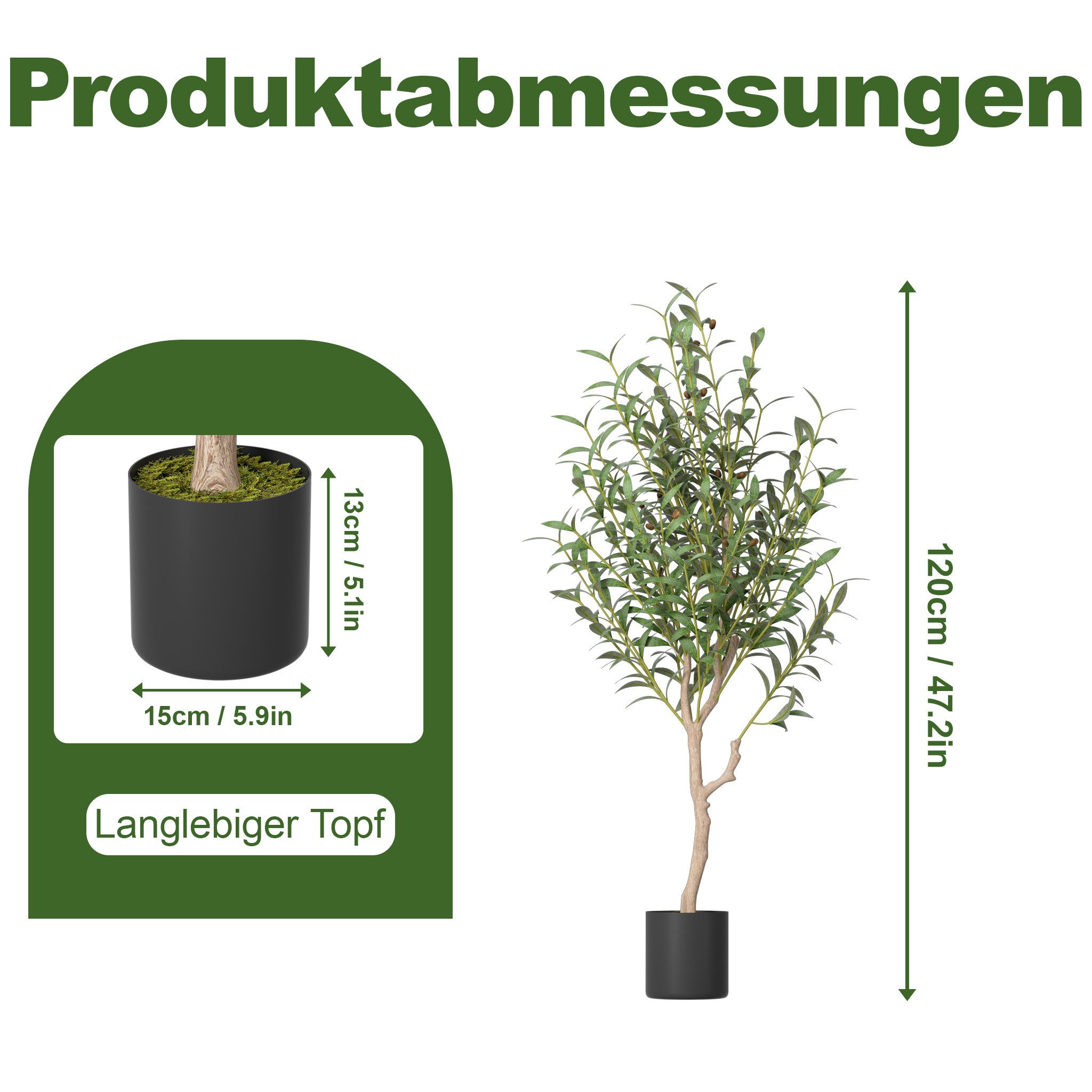 Kunstbaum Kunstpflanze Kunstpflanze Ficusbaum Olive Künstliche, FIVMEN, Höh günstig online kaufen