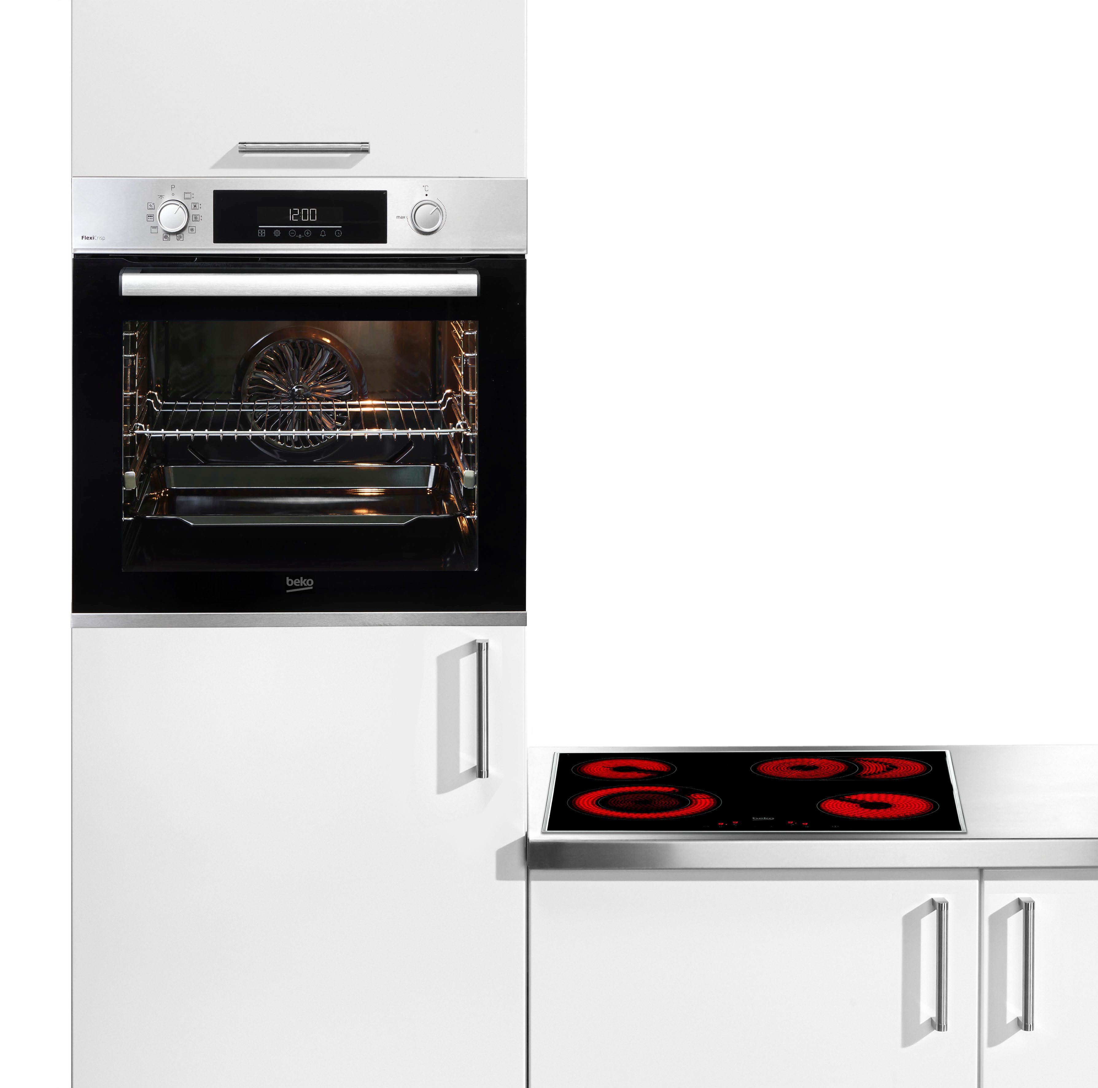 BEKO Backofen-Set BBSM12320XMPEF, mit 1-fach-Teleskopauszug, Pyrolyse-Selbstreinigung, FlexiCrisp – Knusprige Perfektion ohne Verschieben des Blechs