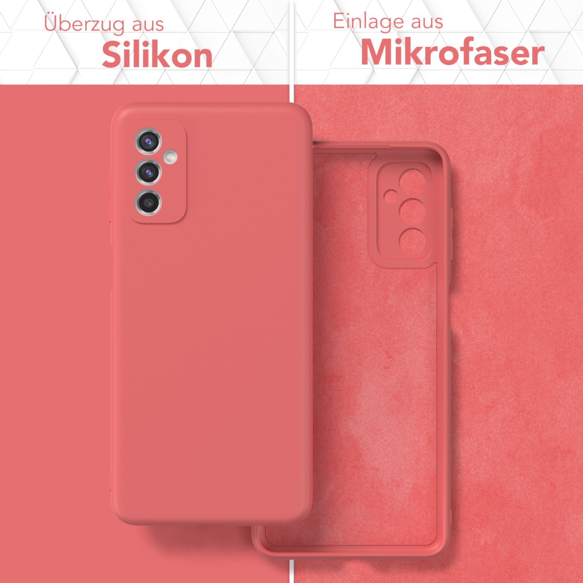 EAZY CASE Handyhülle für Samsung Galaxy M52 5G Hülle Silikon 6,7 Zoll, Schutzhülle mit Kameraschutz stoßfest telefonhülle Matt Rot / Hellrot