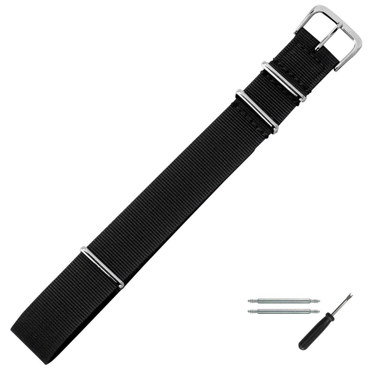 MARBURGER Uhrenarmband 18mm Textil Perlon Schwarz günstig online kaufen