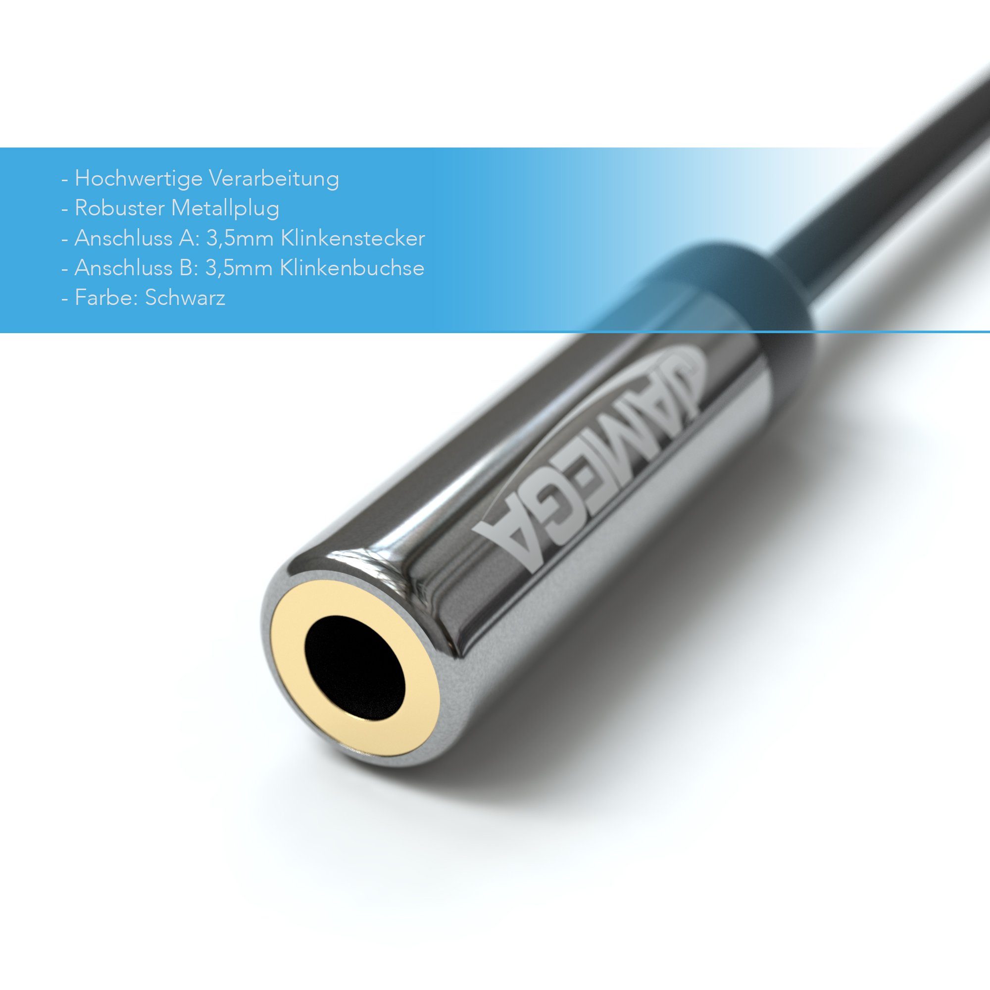 JAMEGA AUX Verlängerungskabel 3,5mm Klinke Stecker zu 3,5mm Buchse Klinkenkab Audio-Kabel, 3,5mm Klinkenstecker 3 Polig, 3,5mm Klinken Buchse (100 cm)