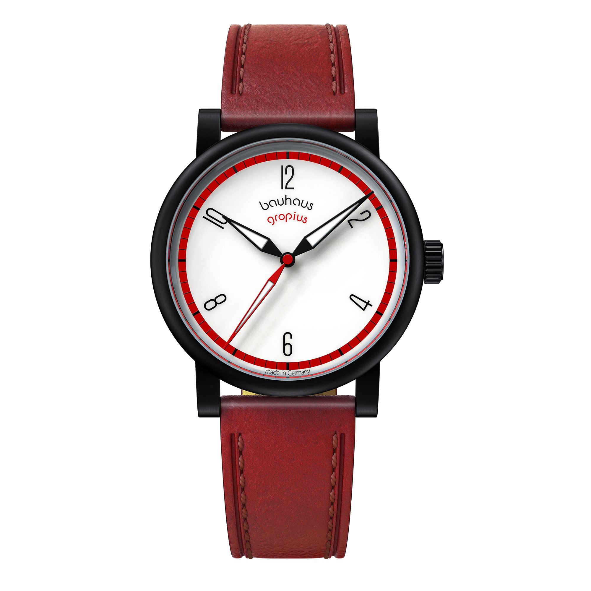 Walter Gropius Automatikuhr Made in Germany, Saphirglas, Kontur Automatik - WGA 803-011, Designeruhr, Lederarmband mit Easy-Release System, Edelstahlgehäuse