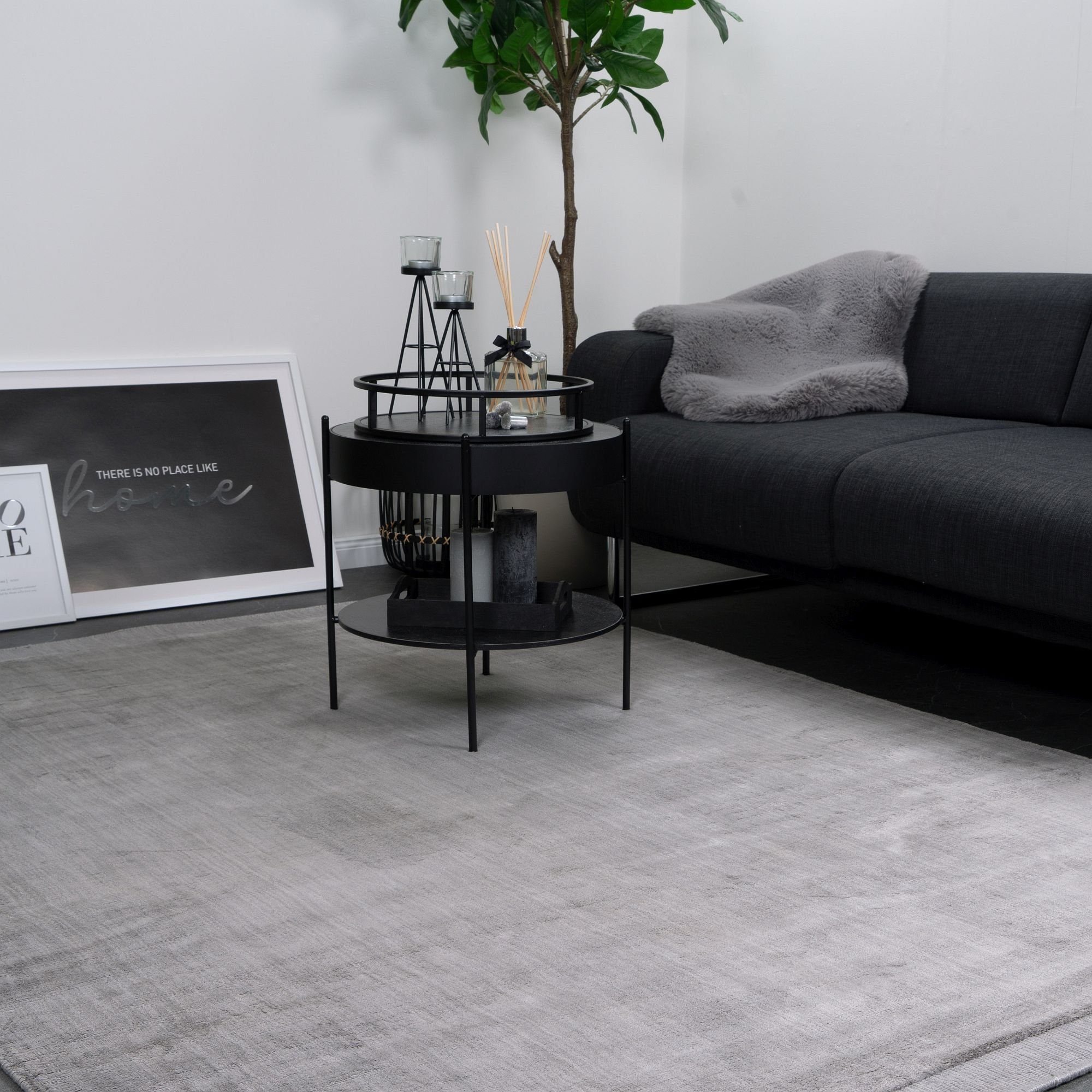 Designteppich BAMBOO Teppich Wohnzimmer luxuriös Viskose Seidenglanz Soft, Consilio Concept Silber