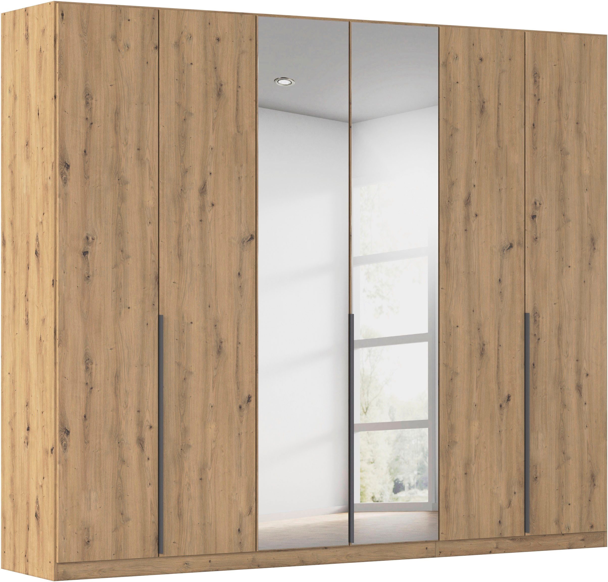 OTTO home Drehtürenschrank Kleiderschrank Schrank Garderobe AGORDO mit Dekor- oder Hochglanzfront (in zwei Griff-Farben, Breiten 91-405 cm) durchdachte Innenausstattung, in 8 Breiten und 2 Höhen MADE IN GERMANY