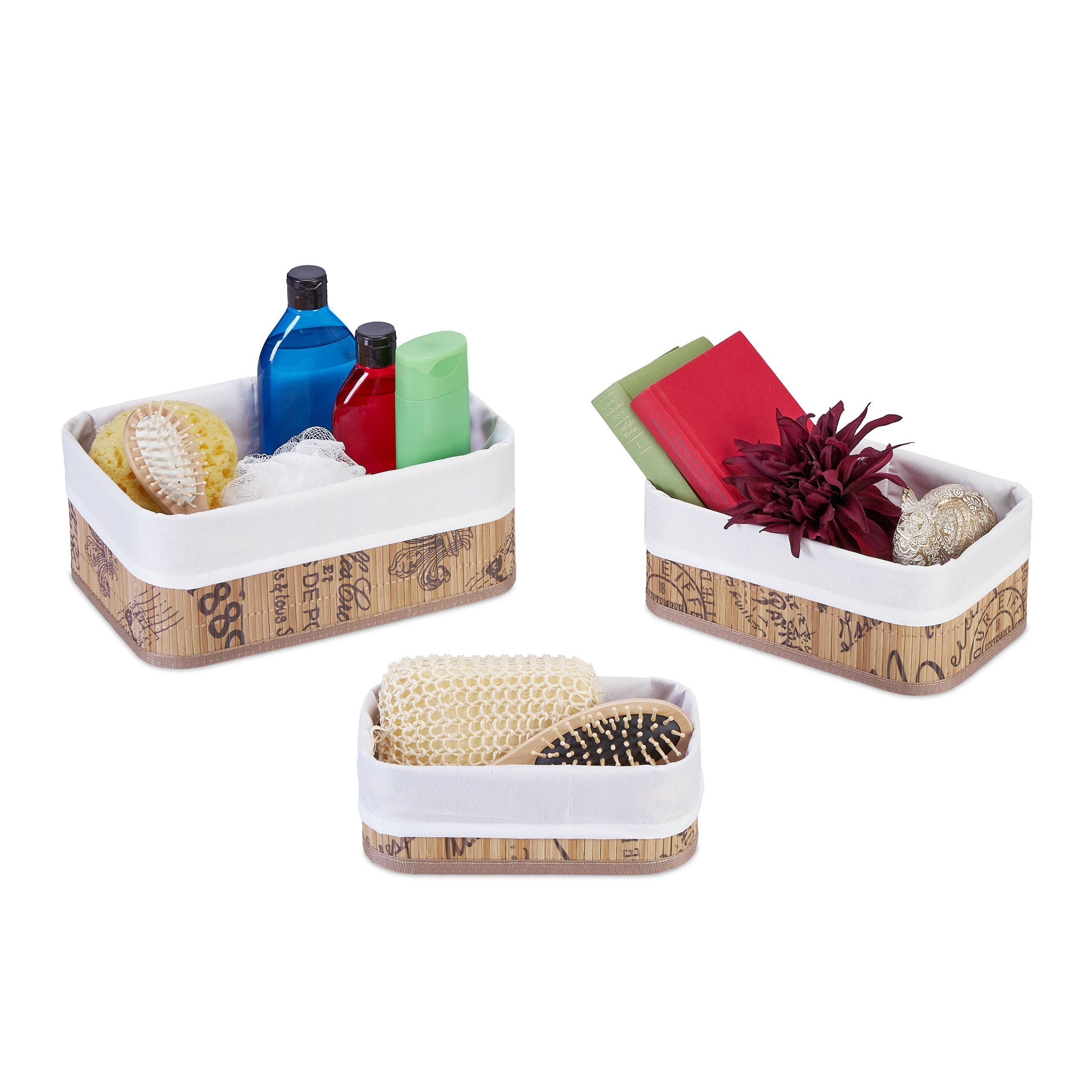relaxdays Aufbewahrungskorb 3er Set aus Bambus günstig online kaufen
