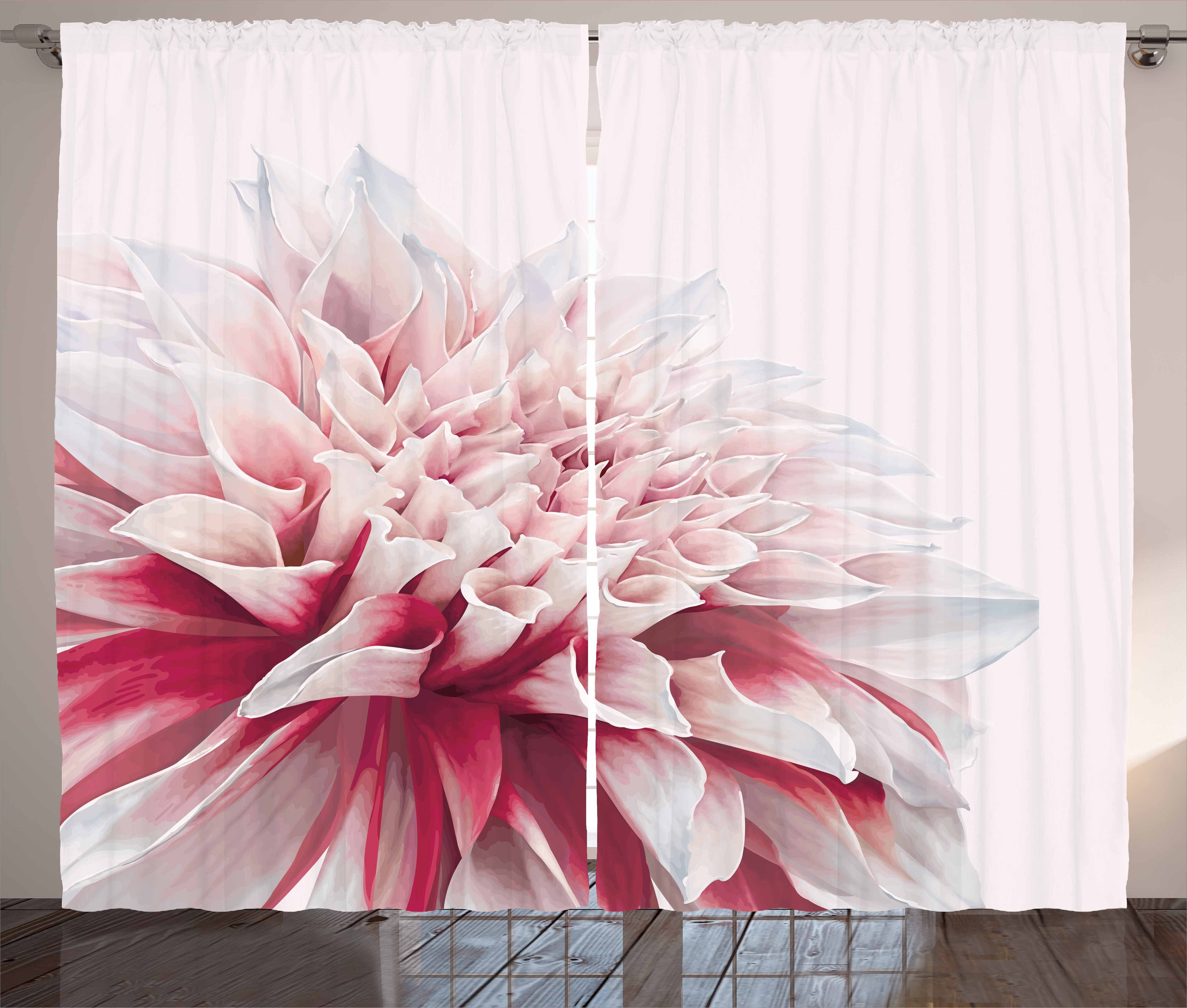 Gardine Schlafzimmer Kräuselband Vorhang mit Schlaufen und Haken, Abakuhaus, Dahlie Close up Blumenblüte