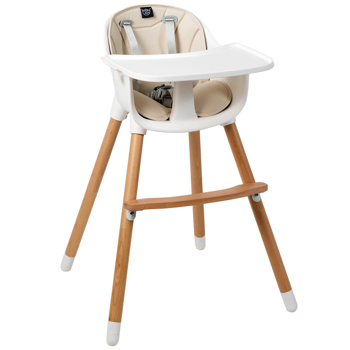 COSTWAY Hochstuhl 2 in 1 Babystuhl, aus Holz, höhenverstellbar, einstellbar günstig online kaufen