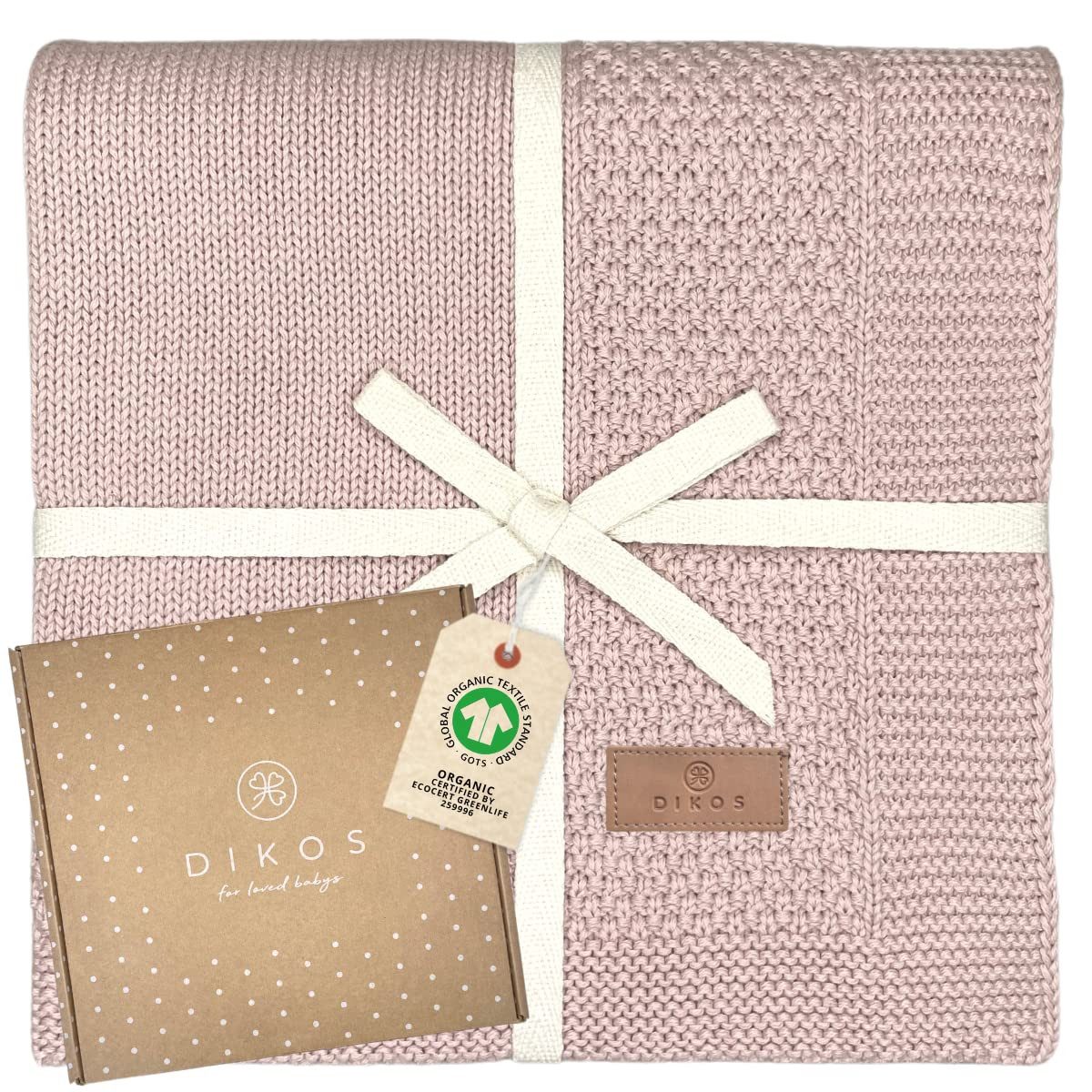 Babydecke DIKOS® Babydecke aus *100%* Bio Baumwolle, Strickdecke, Geschenk