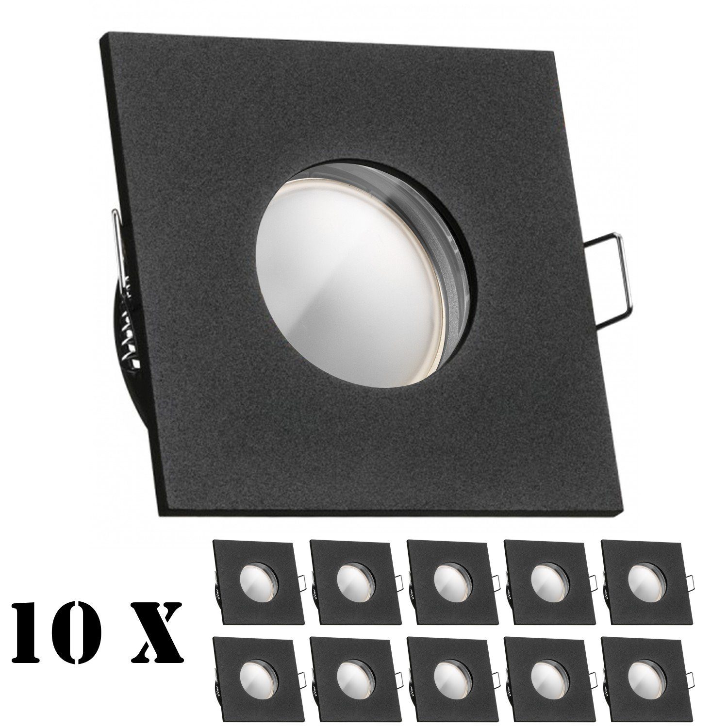 IP65 Leuchtm schwarz mit flach LEDANDO 10er 5W LED Einbaustrahler LED Set Einbaustrahler extra in