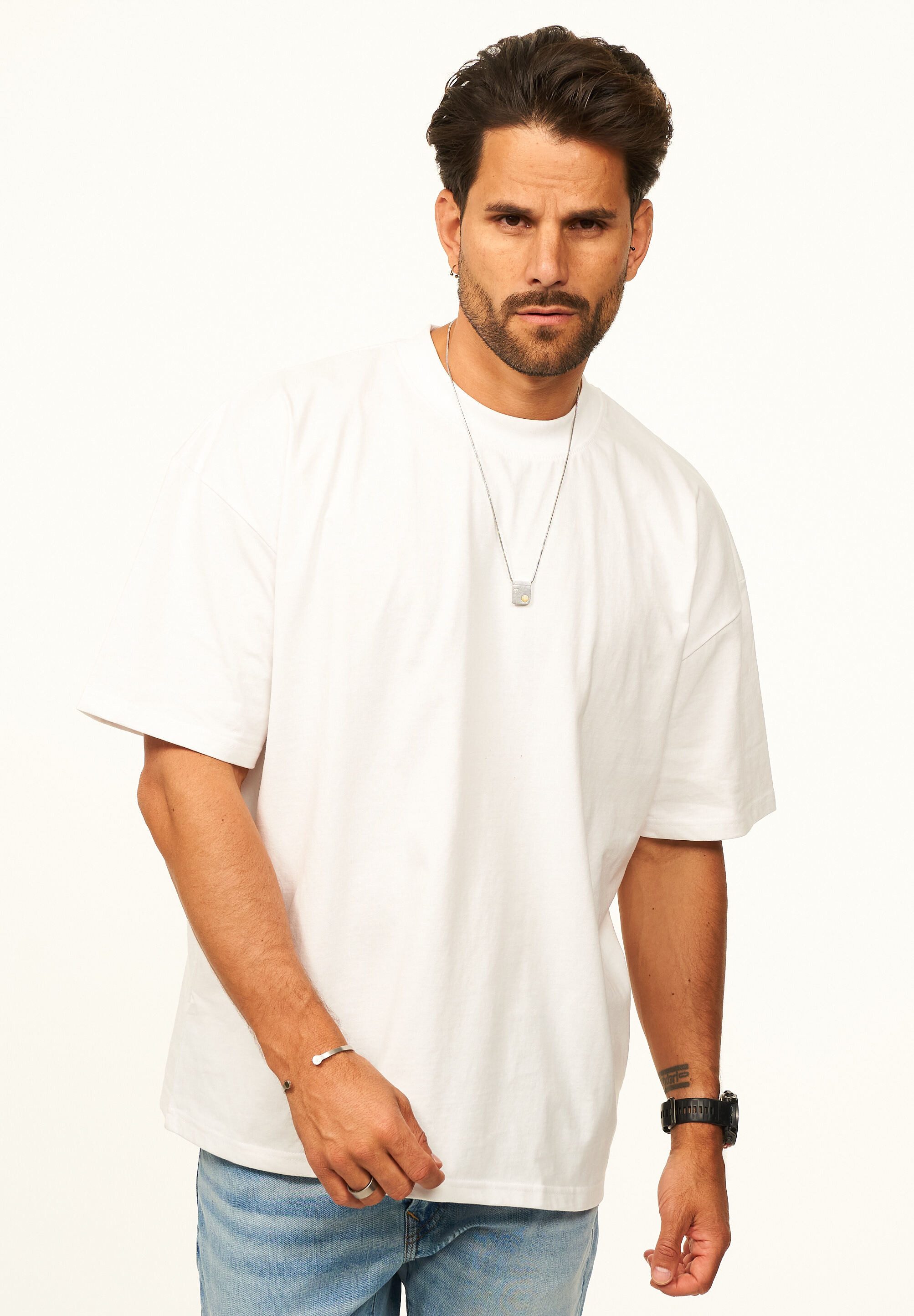 DAILY COTTON T-Shirt im Oversize Fit - Herren Kurzarm Shirt mit Rundhals-Ausschnitt Basic Oberteil Crew-Neck kurzärmlig aus 100% Baumwolle für Männer
