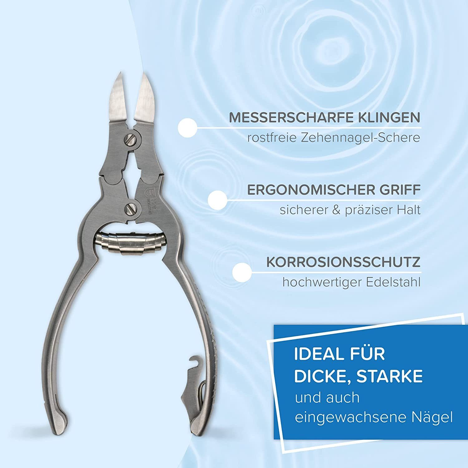 SMI Nagelzange Fußpflege fußnagelzange Fussnagelzange Nagelhautschieber Eckenheber, 4-tlg., mit doppelter übersetzung - doppelseitiger Nagelheber
