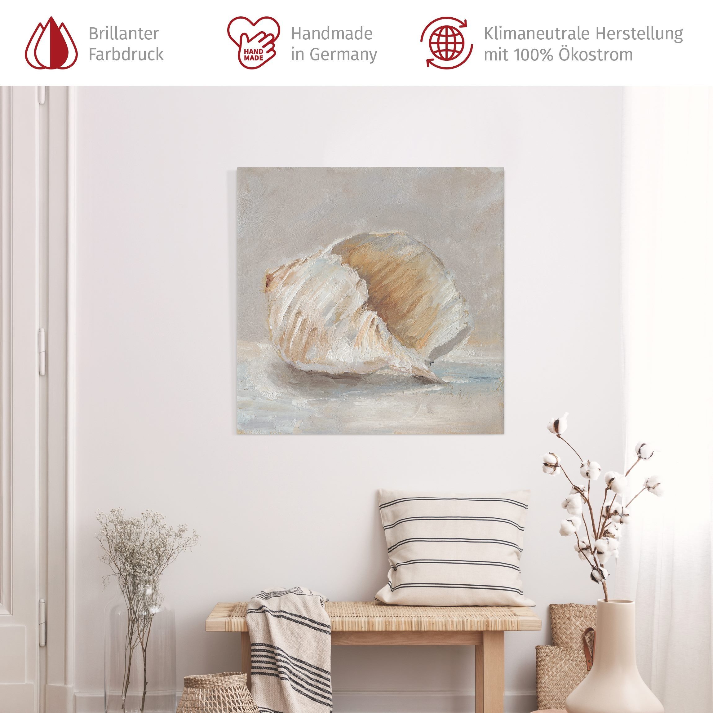 Bilderdepot24 Leinwandbild Meer Maritim Strand Muschel-Studie creme beige B günstig online kaufen