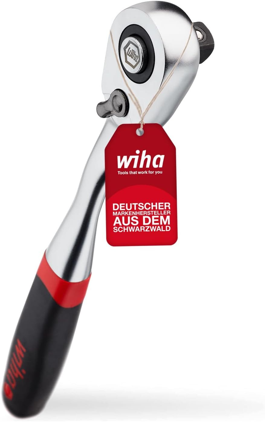 Wiha Umschaltknarre mit Druckknopf und Kugelsicherung (45747), Feinverzahnt mit 72 Zähnen