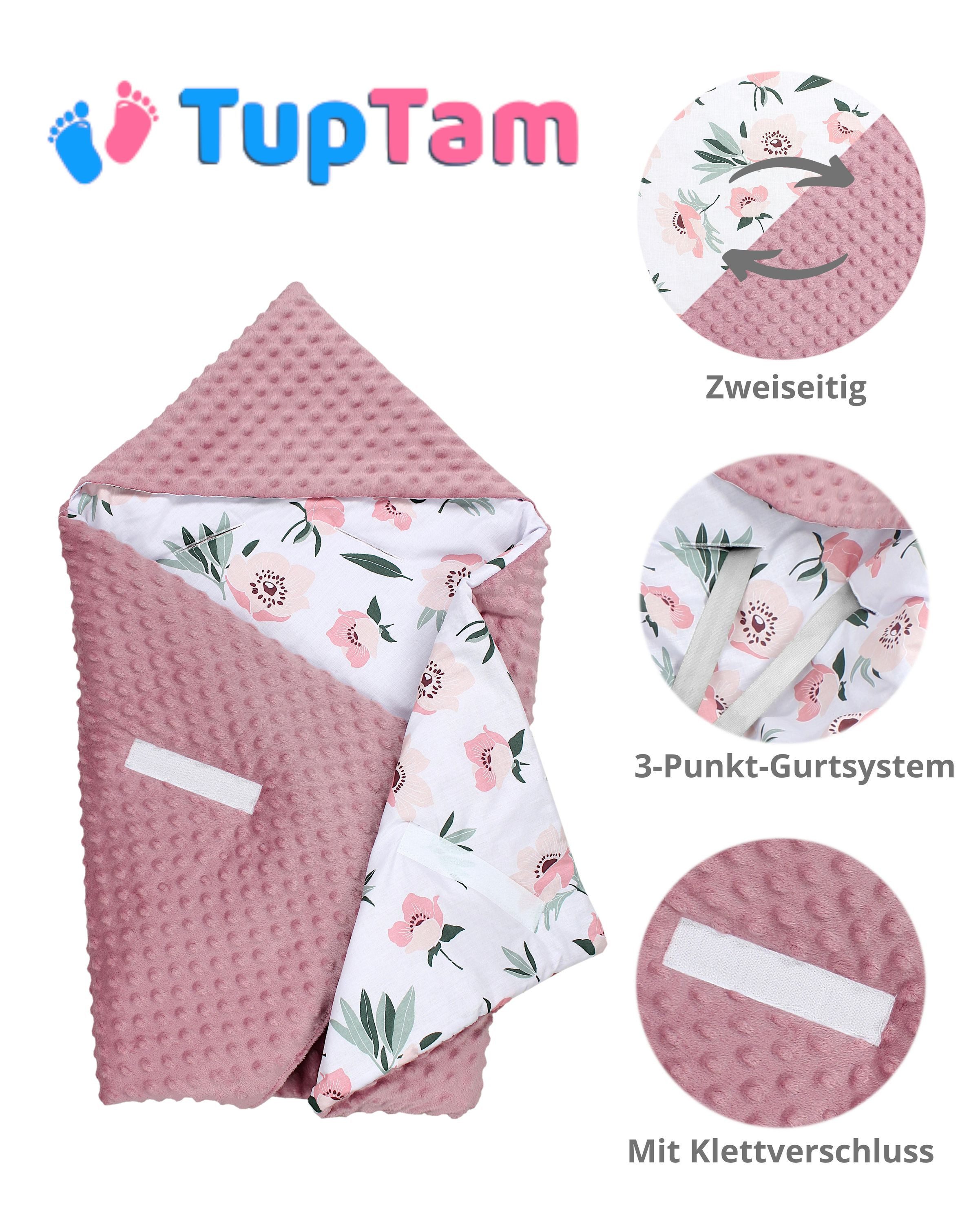Einschlagdecke 2er SET Baby Einschlagdecke 85x85 für Autositz Babyschale Decke Minky, TupTam