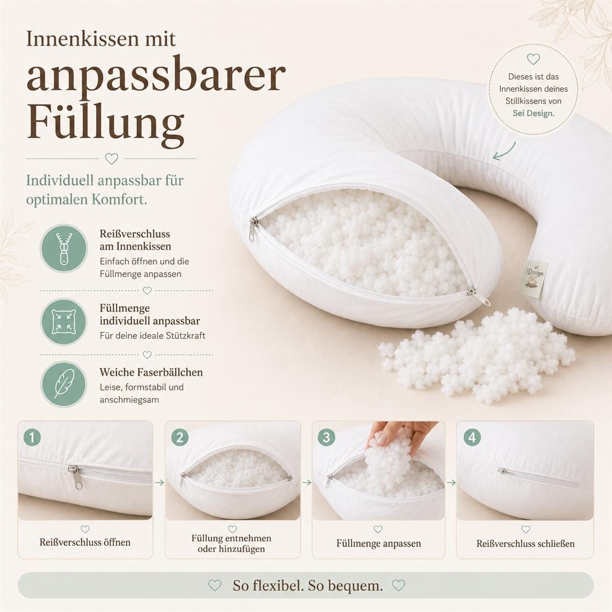 SEI Design Stillkissen Seitenschläferkissen XXL Schwangerschaftskissen Waffelstoff 190cm Mint, Schwangerschaftskissen mit Bezug, 1-tlg., Schwangerschaftskissen  – Bild 5 von 5