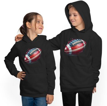MyDesign24 Hoodie Kinder Kapuzen Sweatshirt - American Football in USA Farben Kapuzensweater mit Aufdruck, i502