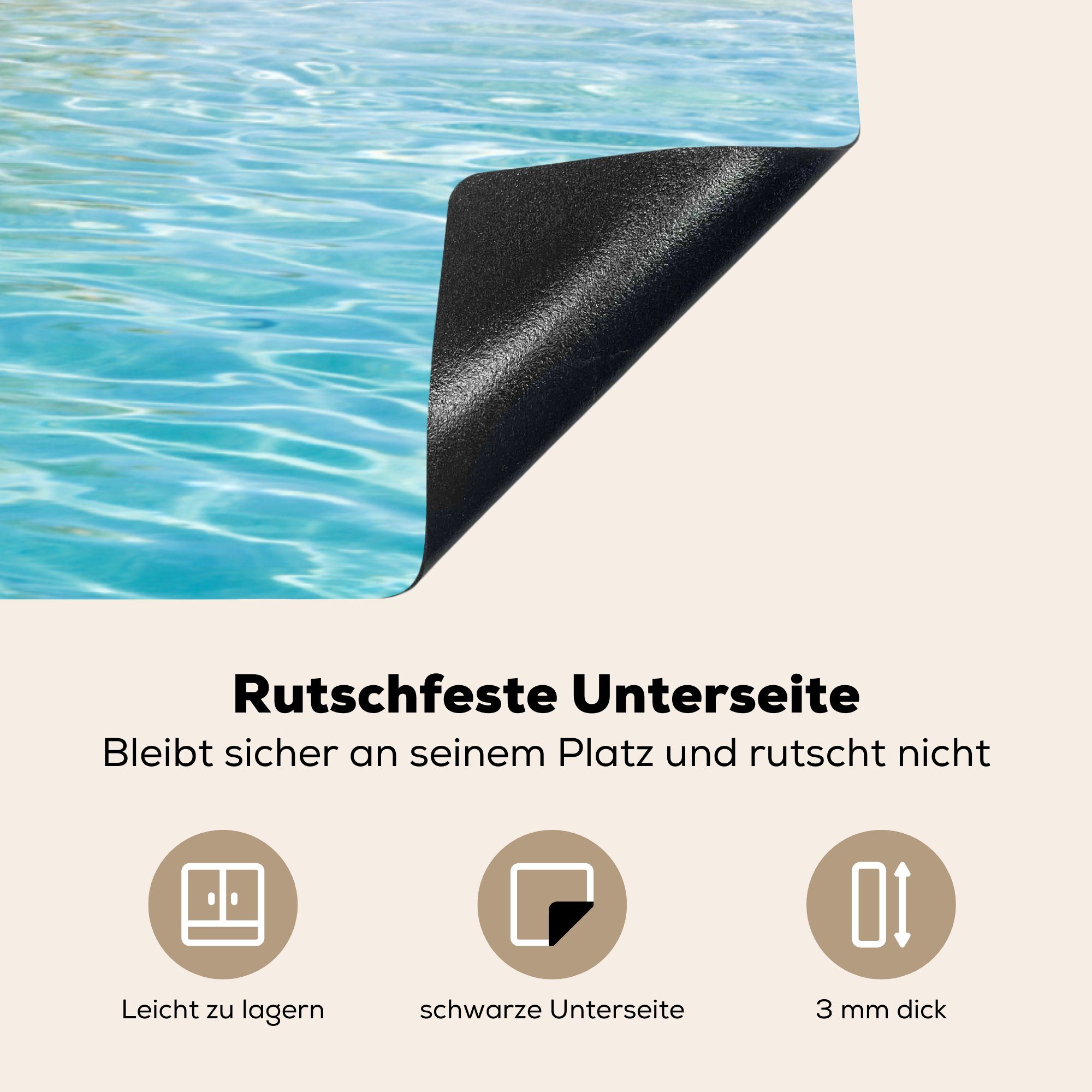 für 78x78 tlg), Sommer, - MuchoWow cm, Herdblende-/Abdeckplatte Vinyl, - küche Tropisch Ceranfeldabdeckung, Arbeitsplatte Meer (1