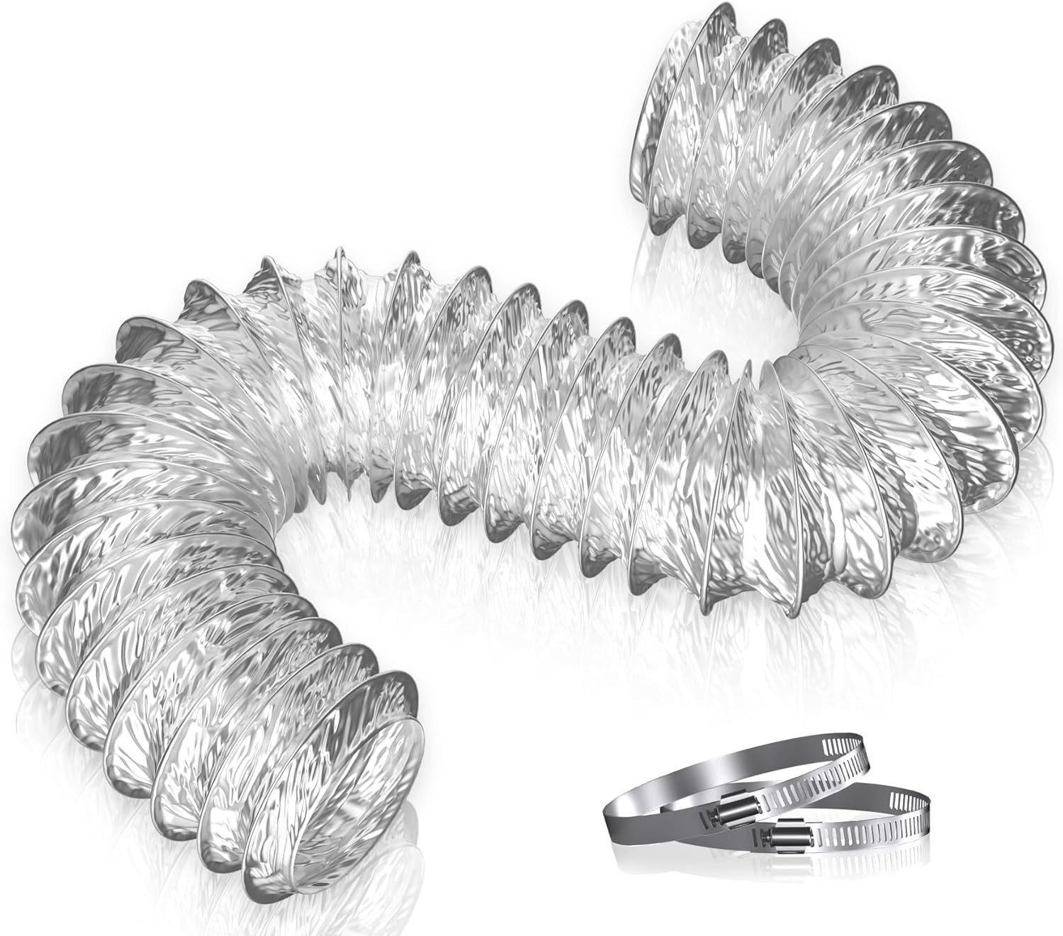 FELIXLEO Auspuff-Flexrohr Alurohr Abluftschlauch 75mm 2m Flexrohr mit Schellen für Trockner., (1-tlg)